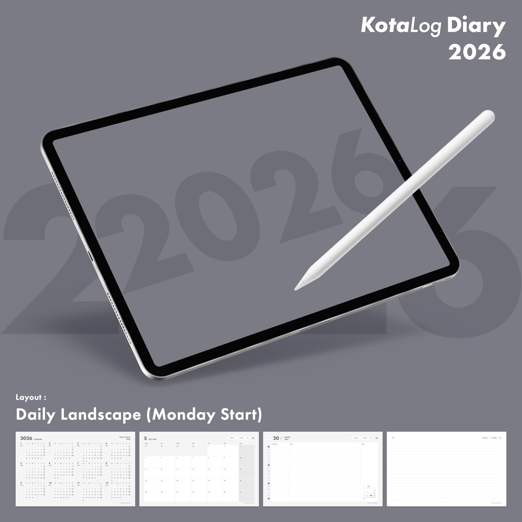 KotaLog Diary 2026 Daily Lan.