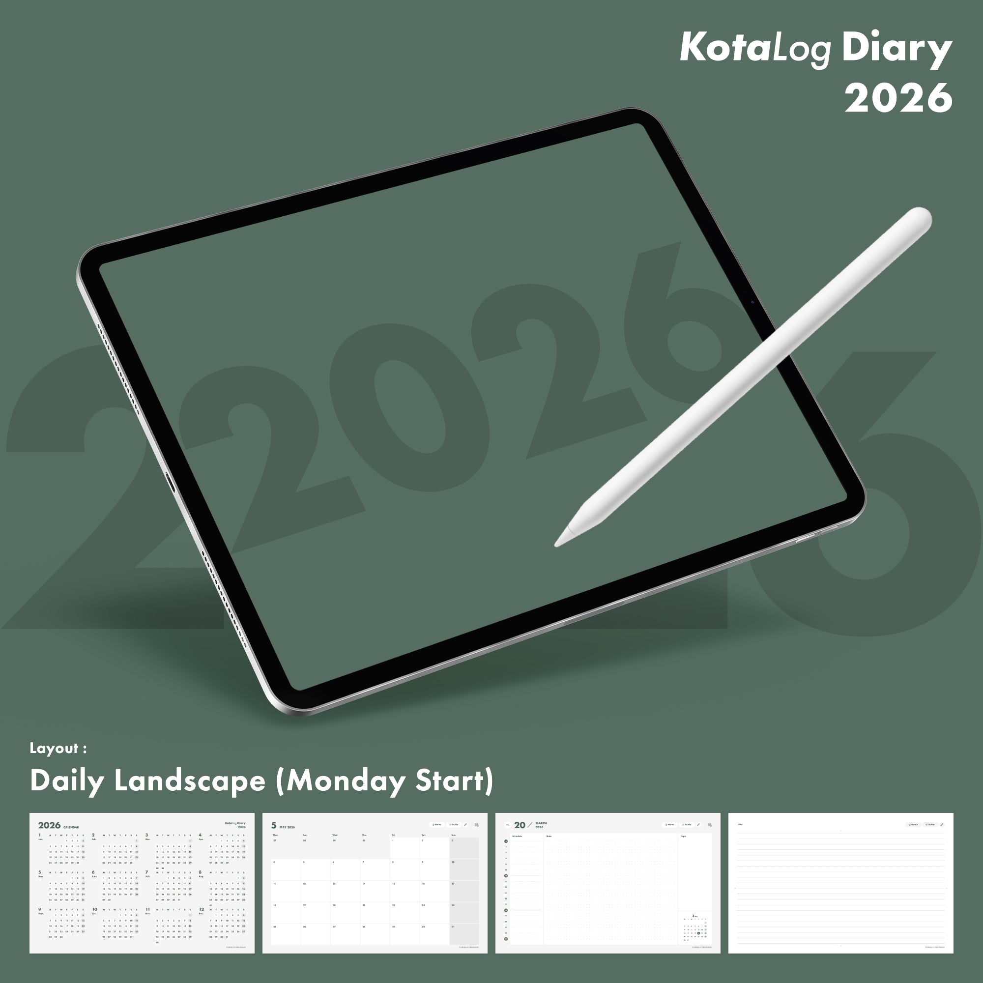 KotaLog Diary 2026 Daily Lan.