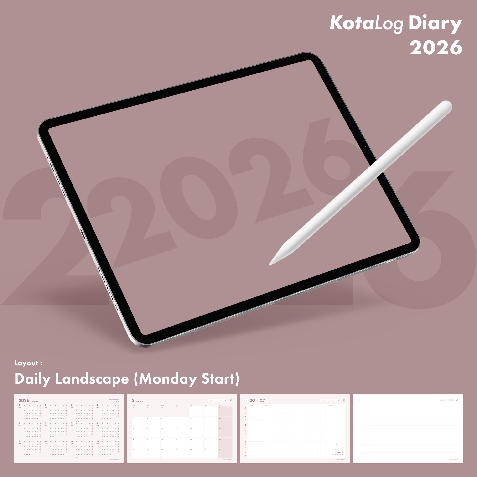 KotaLog Diary 2026 Daily Lan.