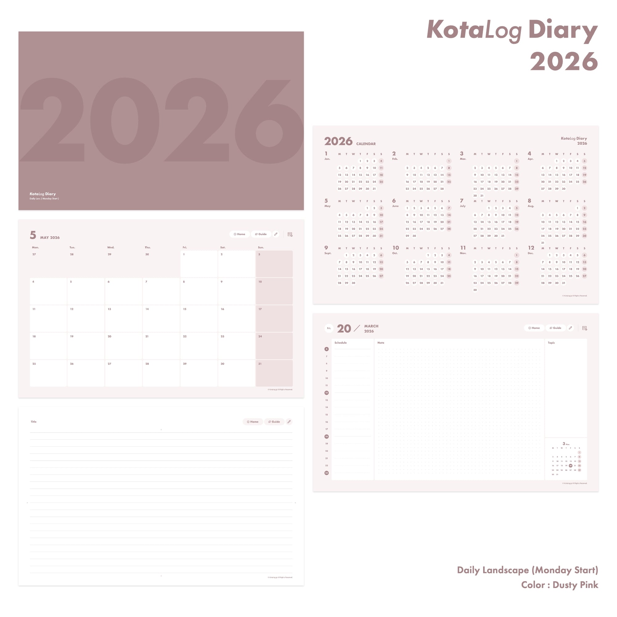 KotaLog Diary 2026 Daily Lan.