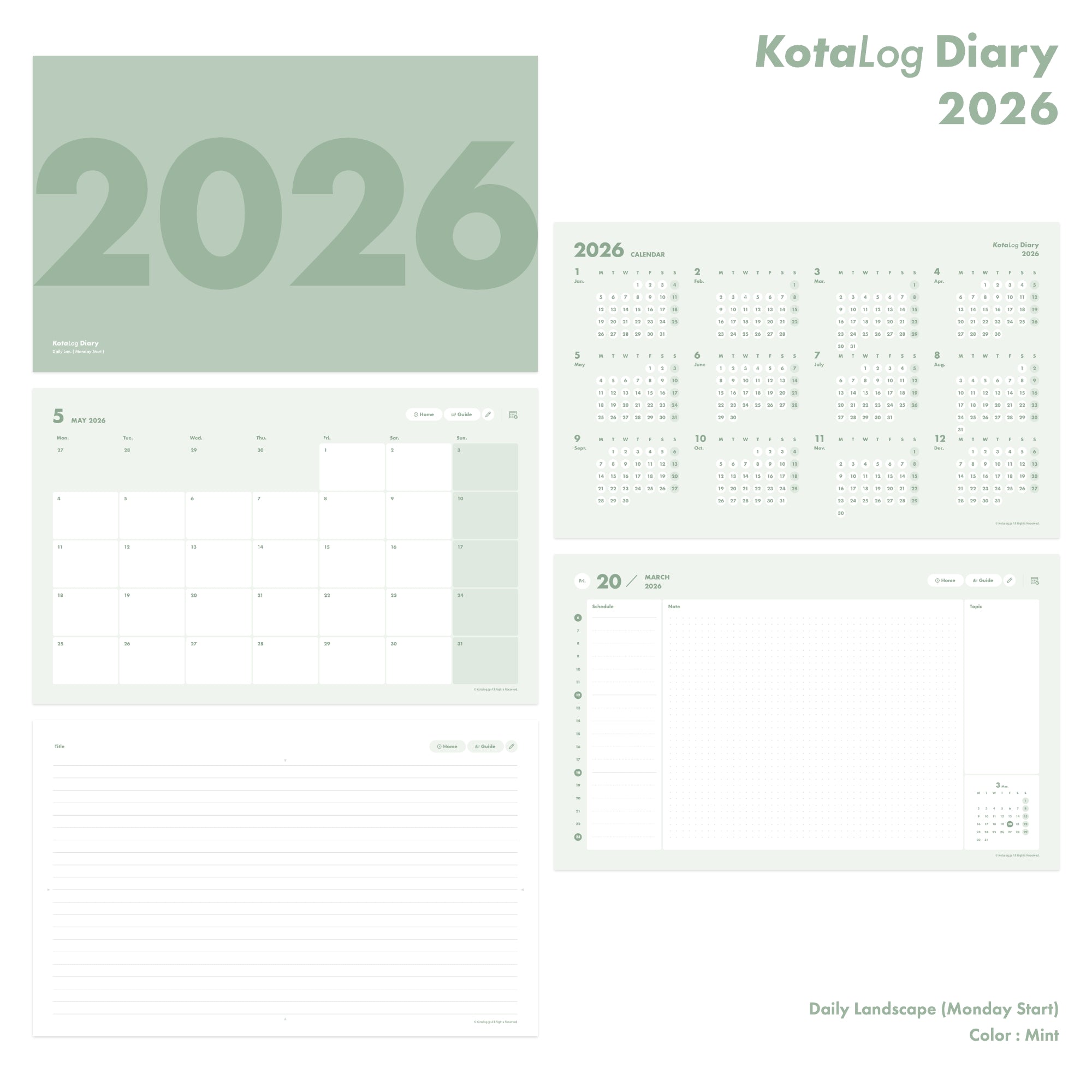 KotaLog Diary 2026 Daily Lan.