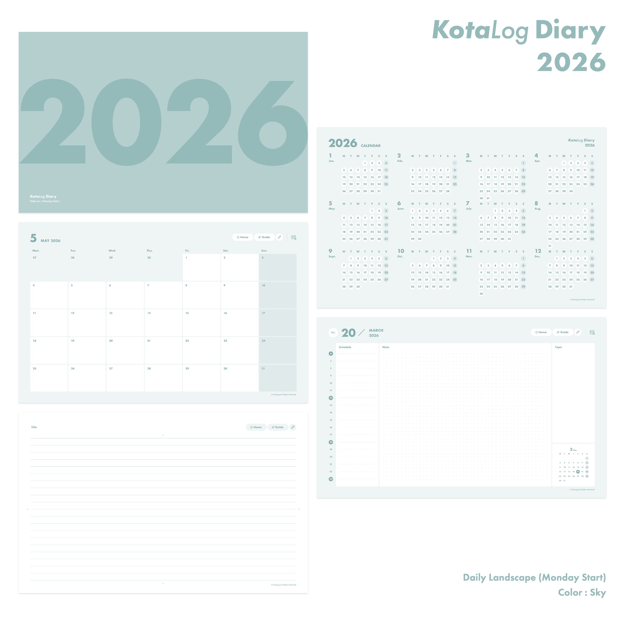 KotaLog Diary 2026 Daily Lan.