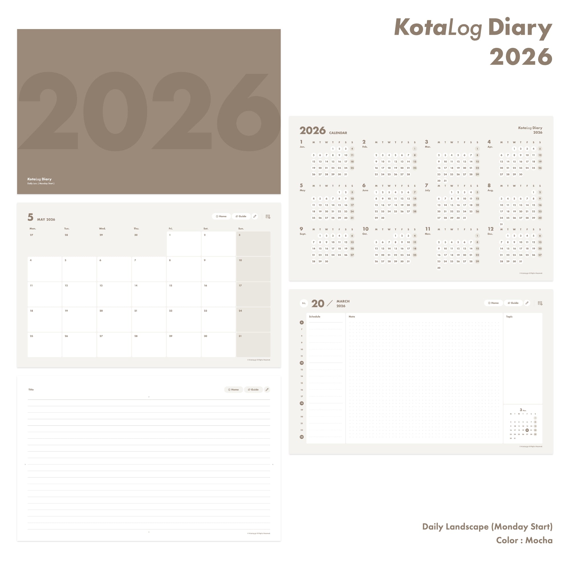 KotaLog Diary 2026 Daily Lan.