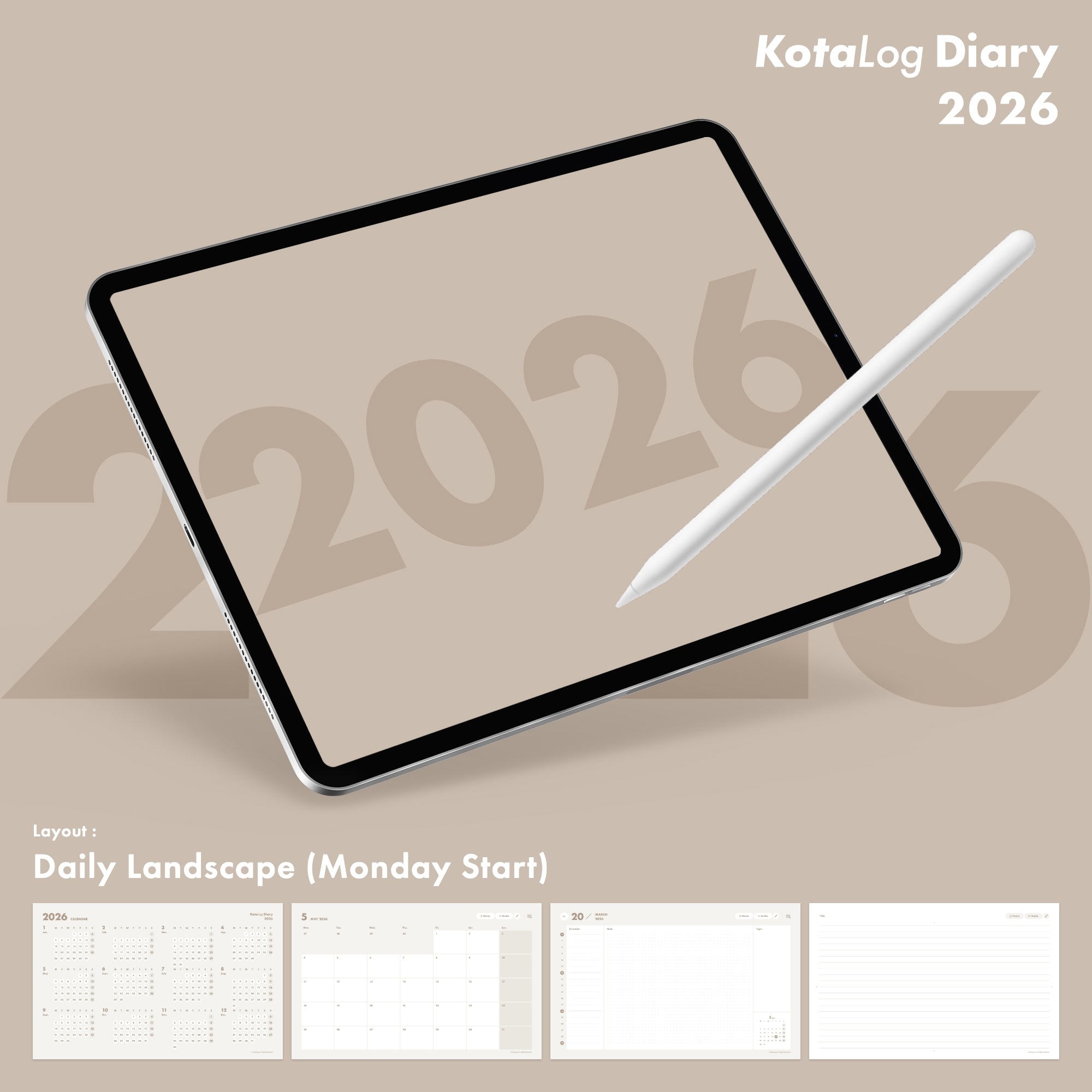 KotaLog Diary 2026 Daily Lan.