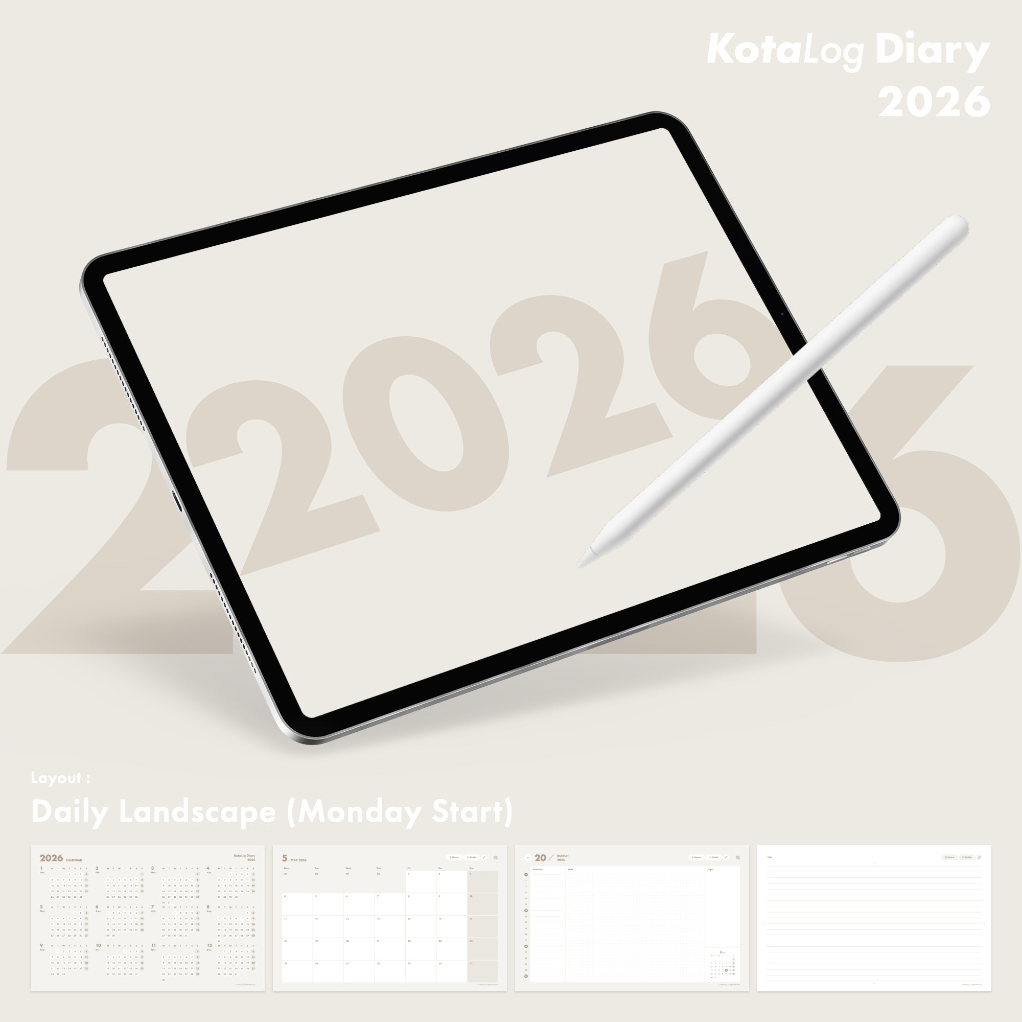 KotaLog Diary 2026 Daily Lan.
