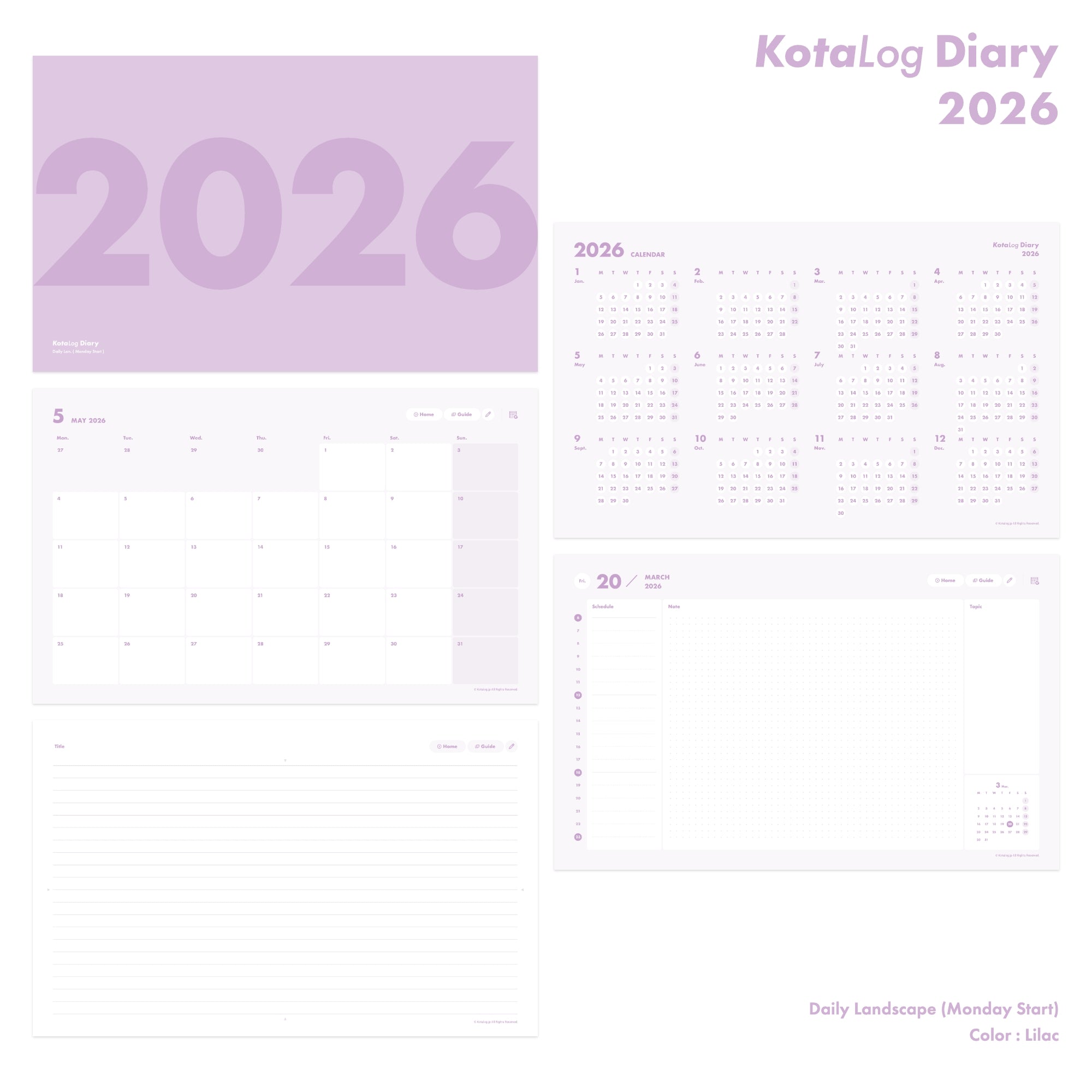 KotaLog Diary 2026 Daily Lan.