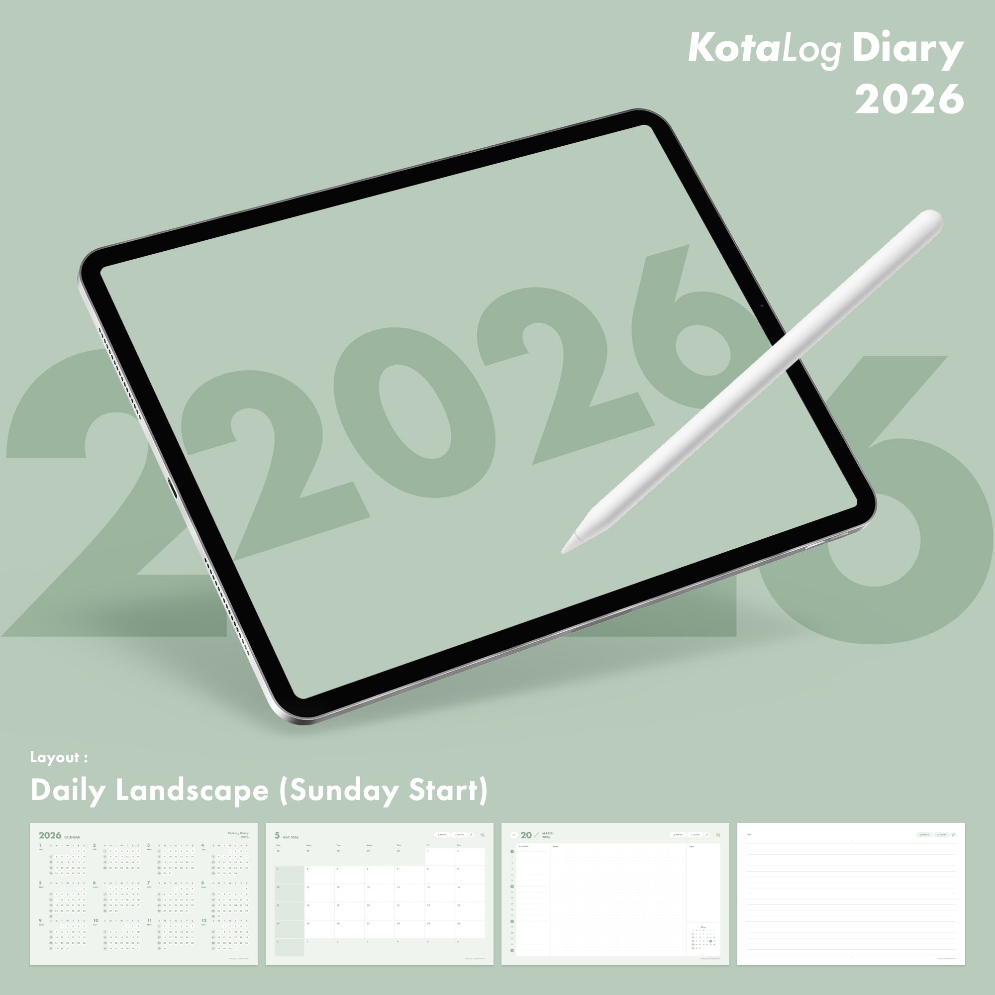 KotaLog Diary 2026 Daily Lan.