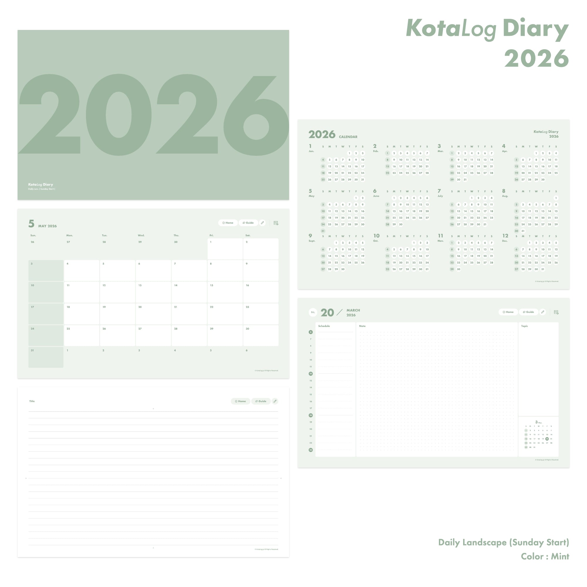 KotaLog Diary 2026 Daily Lan.