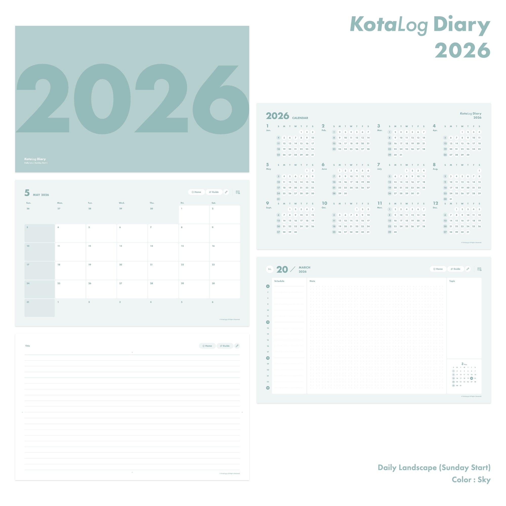 KotaLog Diary 2026 Daily Lan.