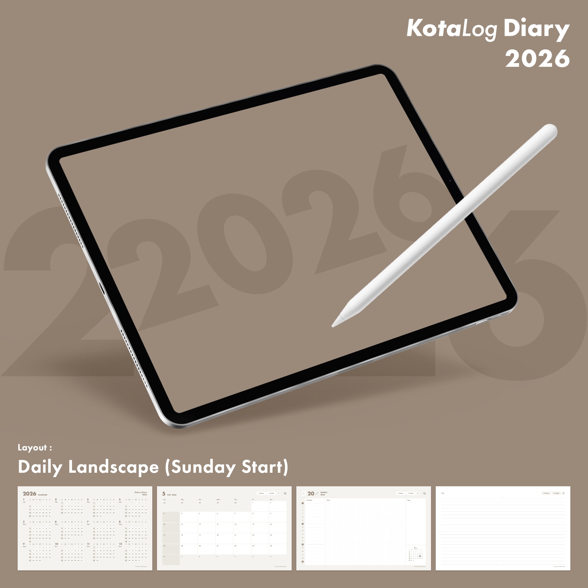 KotaLog Diary 2026 Daily Lan.