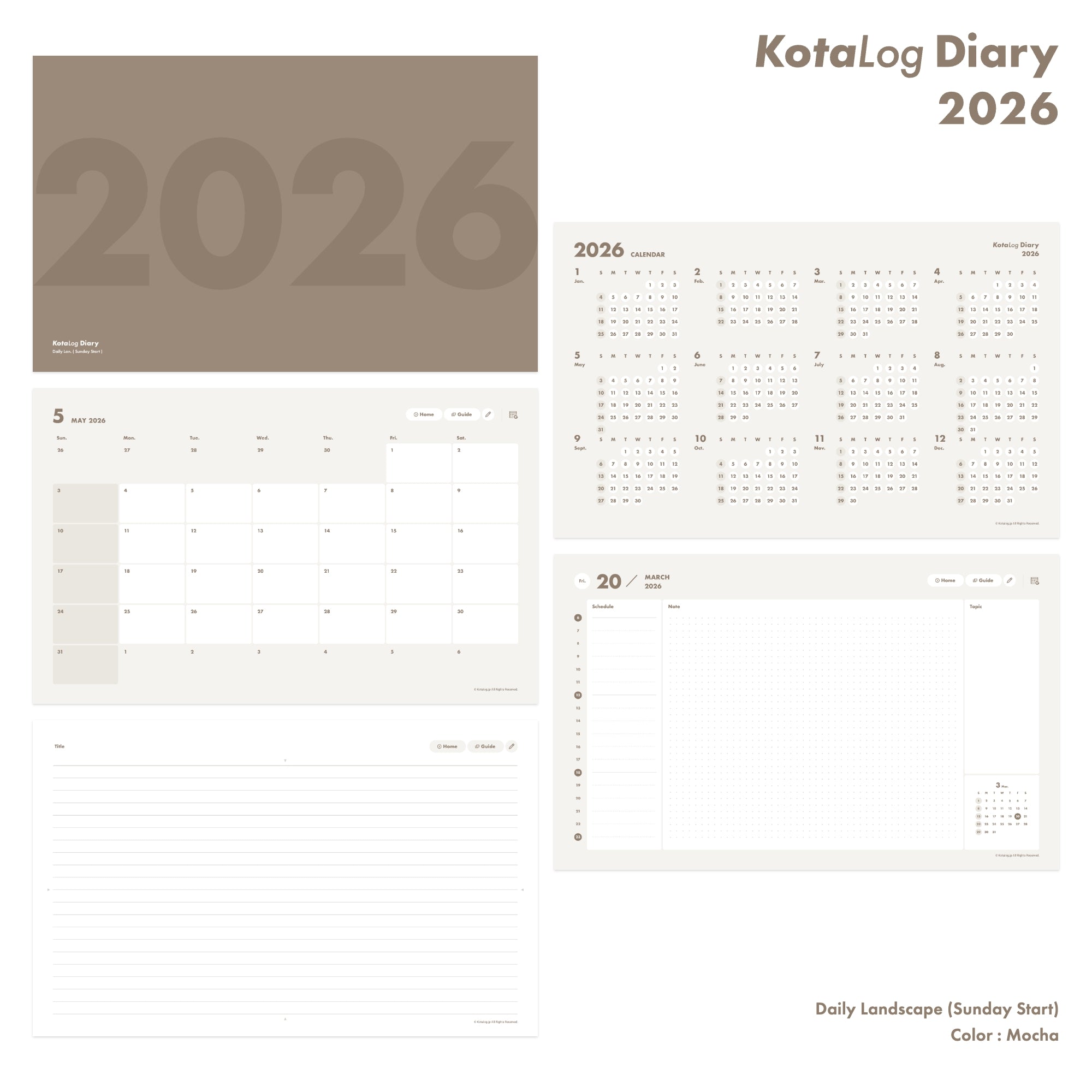 KotaLog Diary 2026 Daily Lan.
