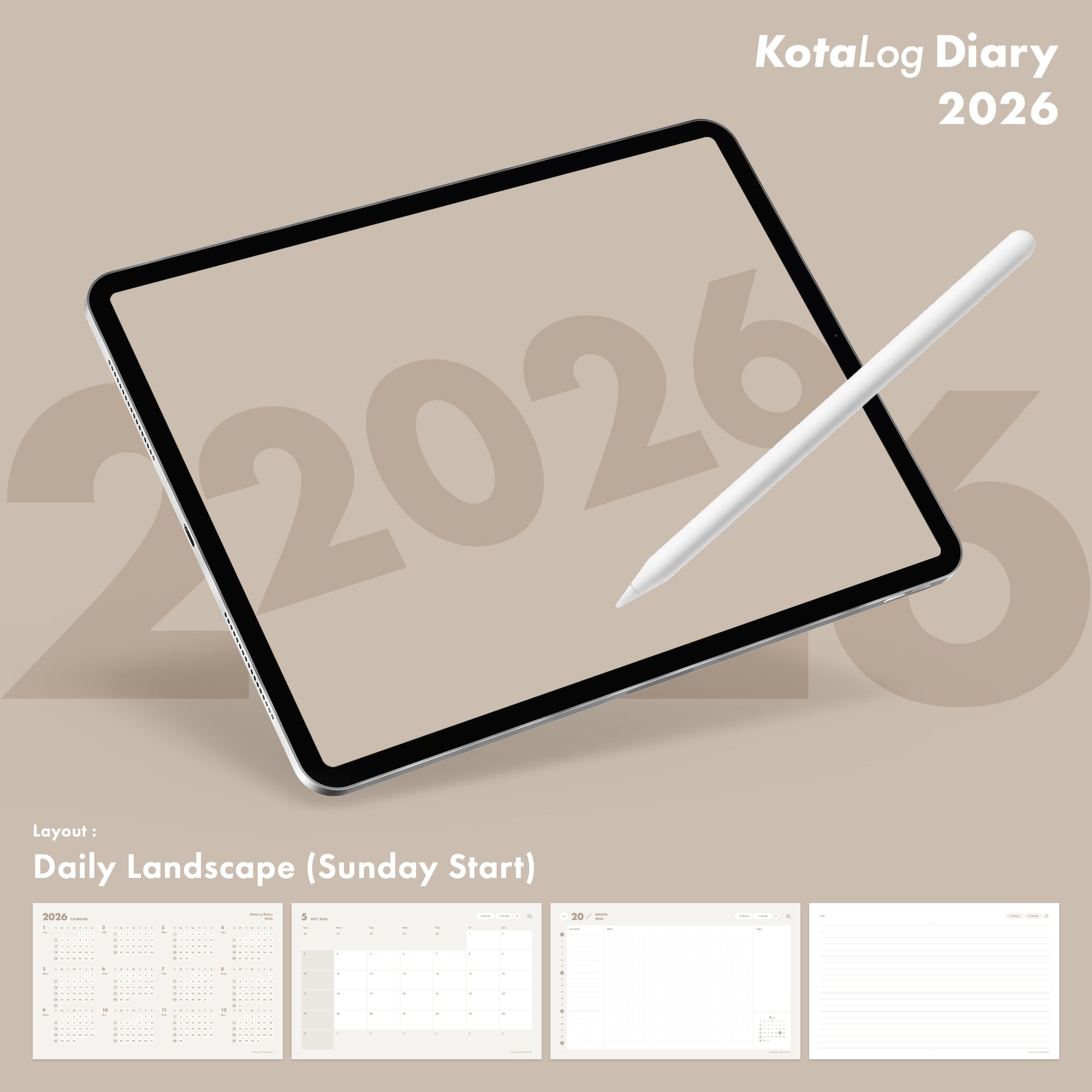 KotaLog Diary 2026 Daily Lan.