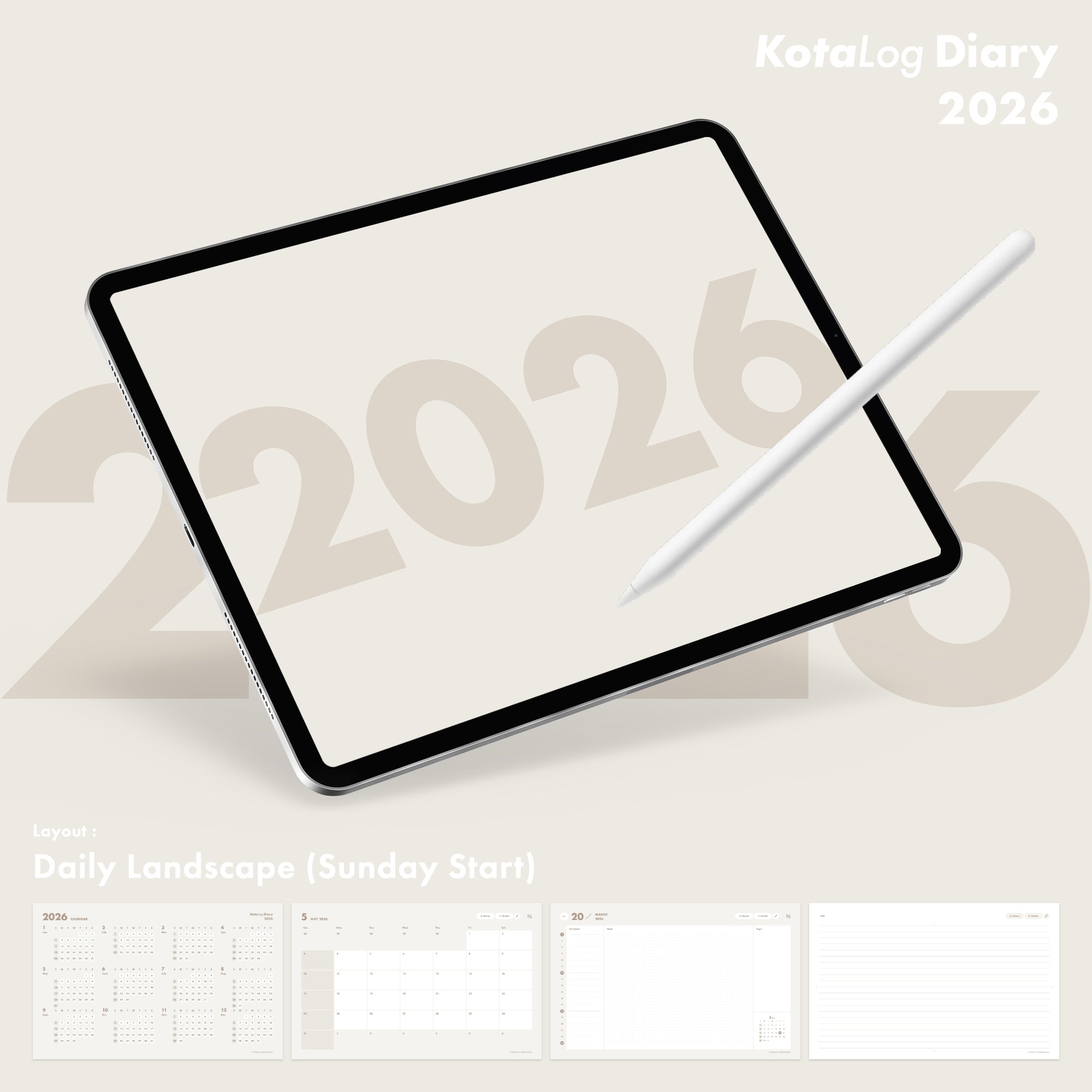 KotaLog Diary 2026 Daily Lan.