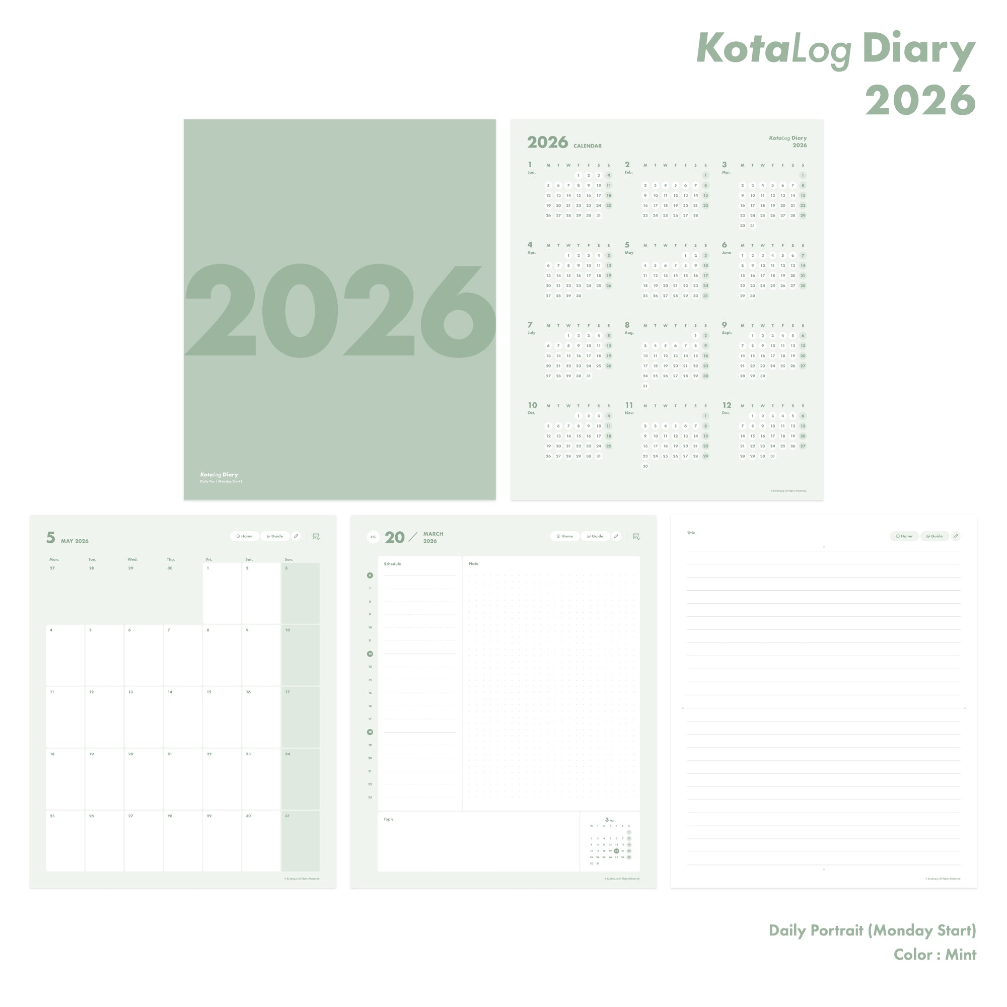 KotaLog Diary 2026 Daily Por.
