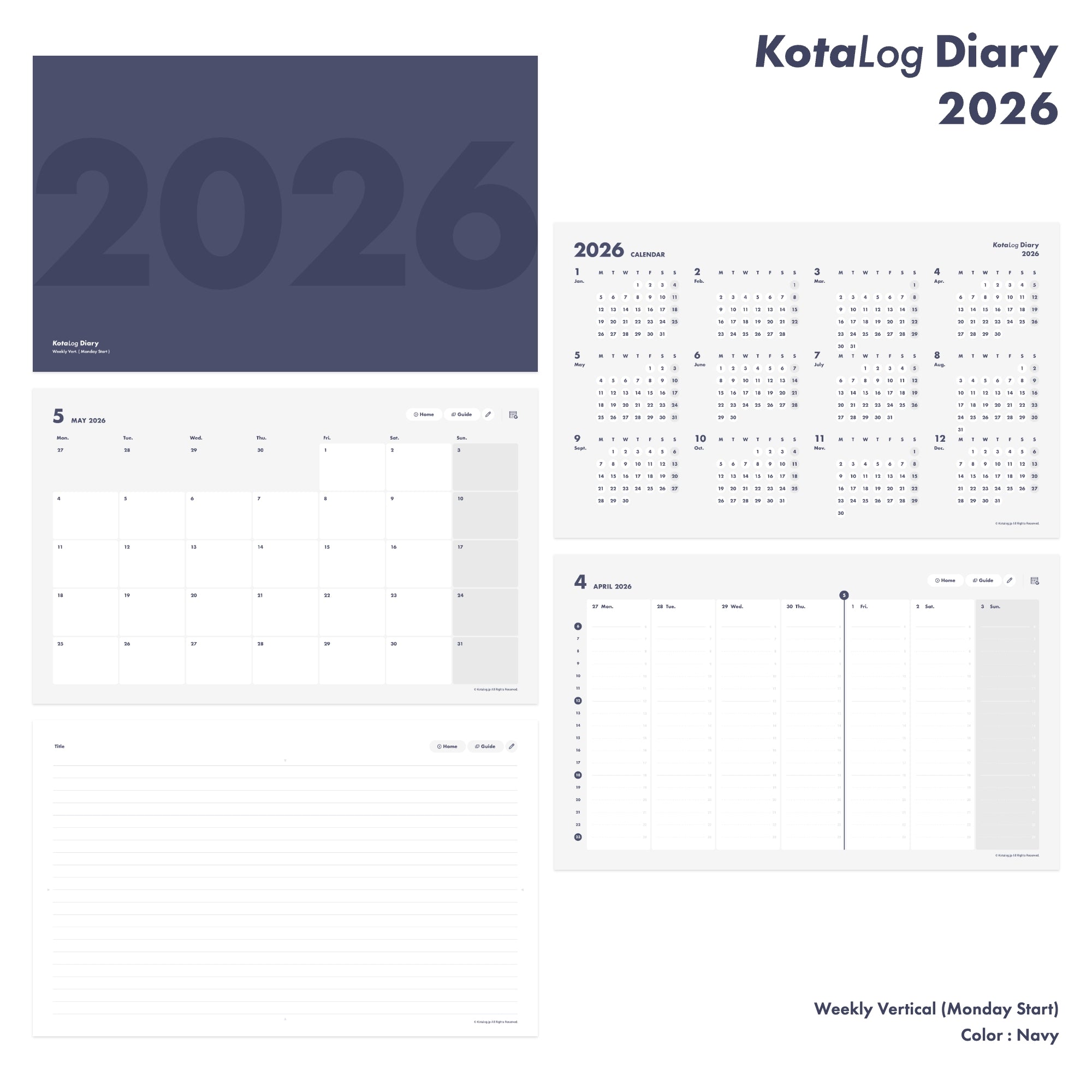KotaLog Diary 2026 Vert.