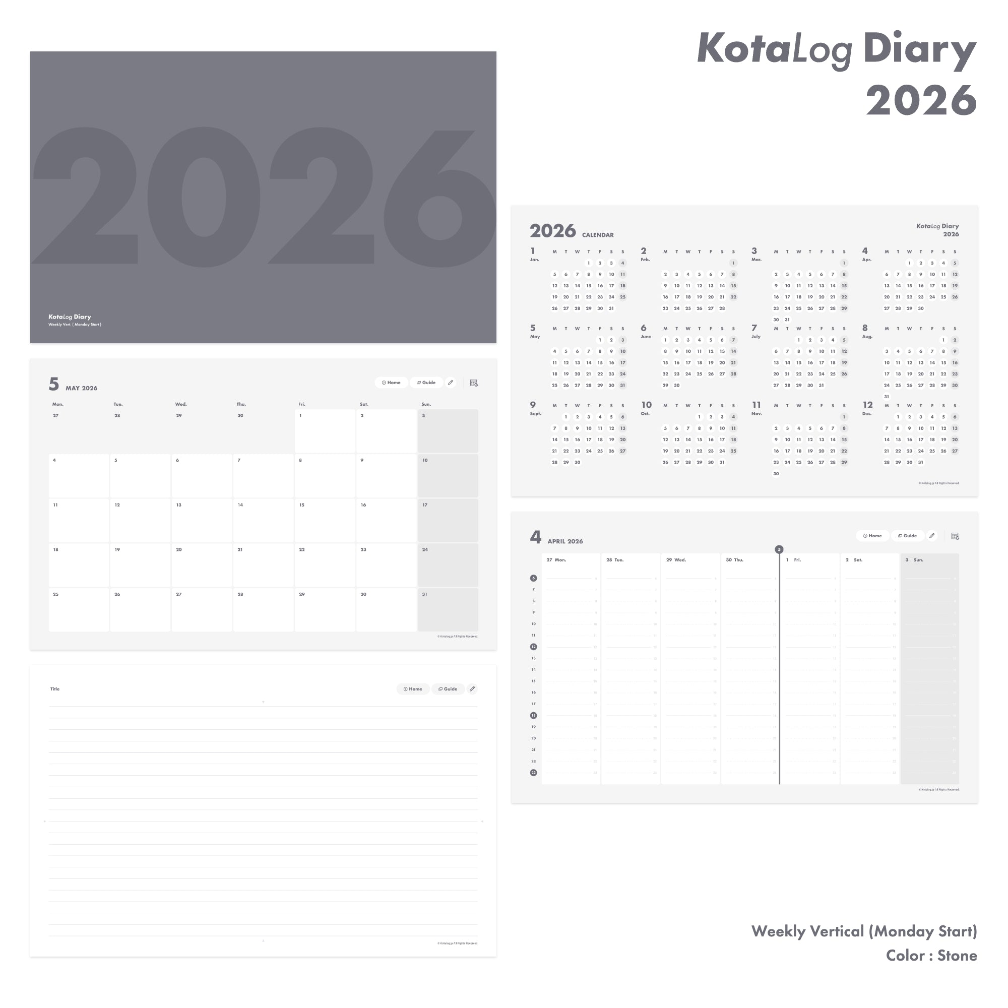 KotaLog Diary 2026 Vert.