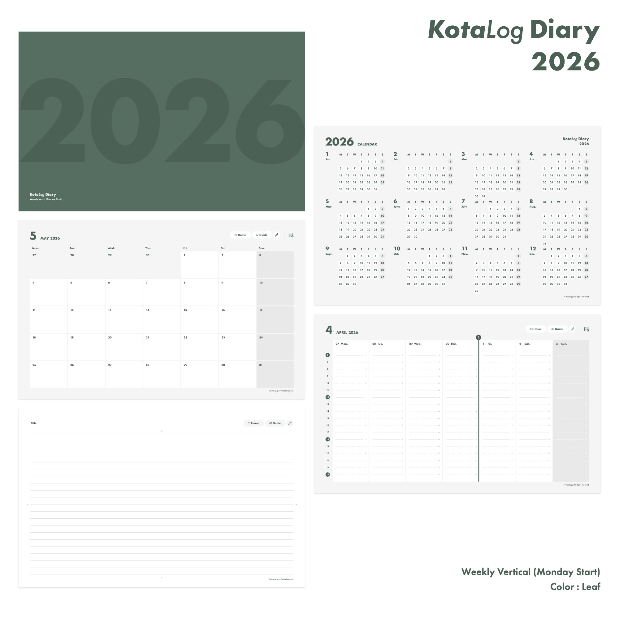 KotaLog Diary 2026 Vert.