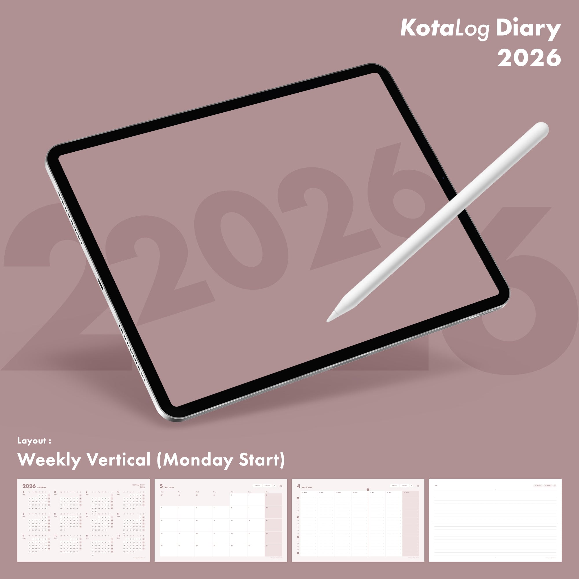 KotaLog Diary 2026 Vert.