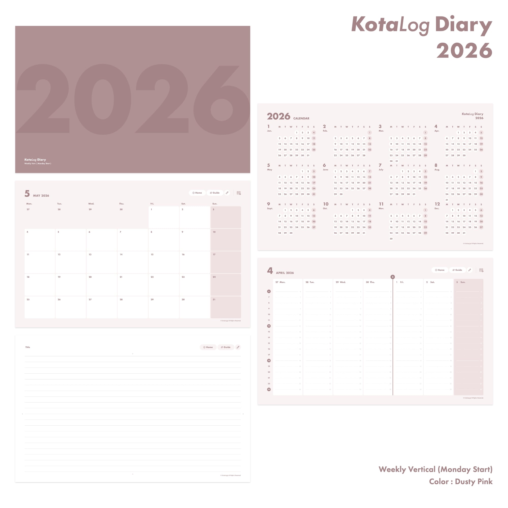 KotaLog Diary 2026 Vert.
