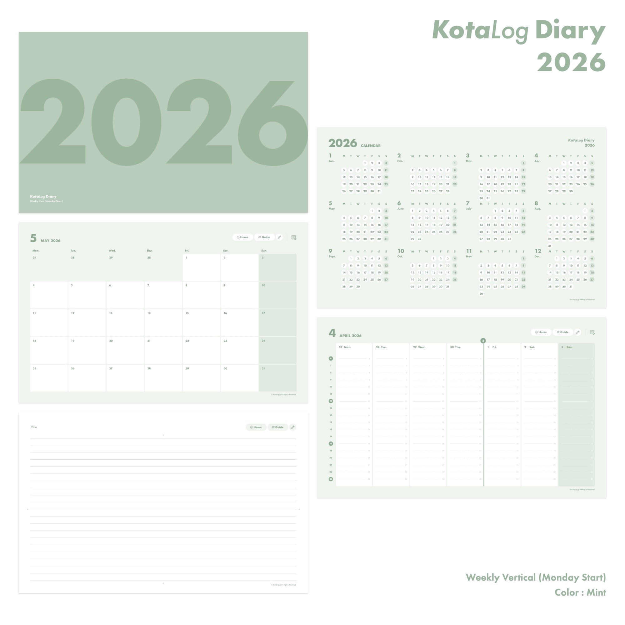 KotaLog Diary 2026 Vert.