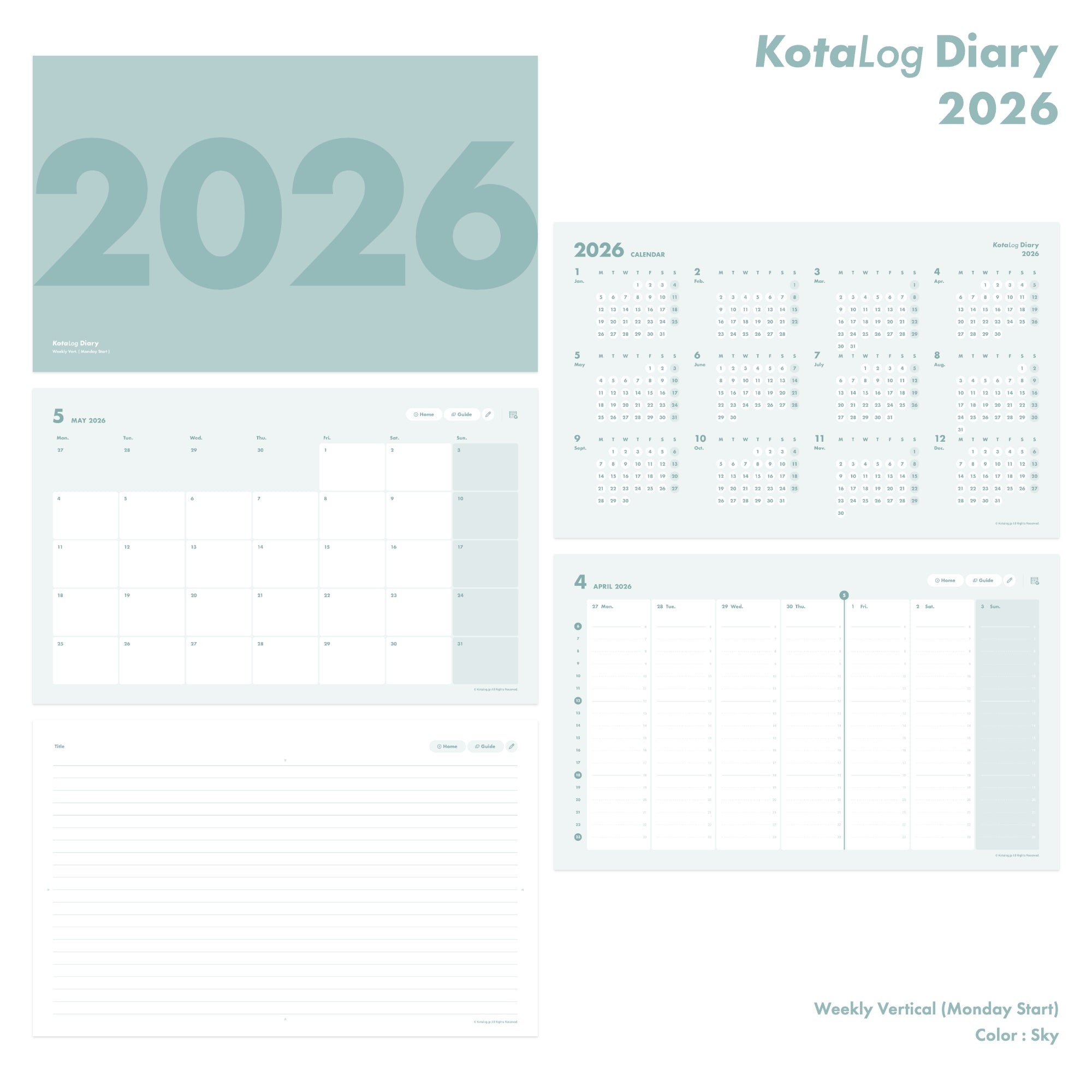 KotaLog Diary 2026 Vert.