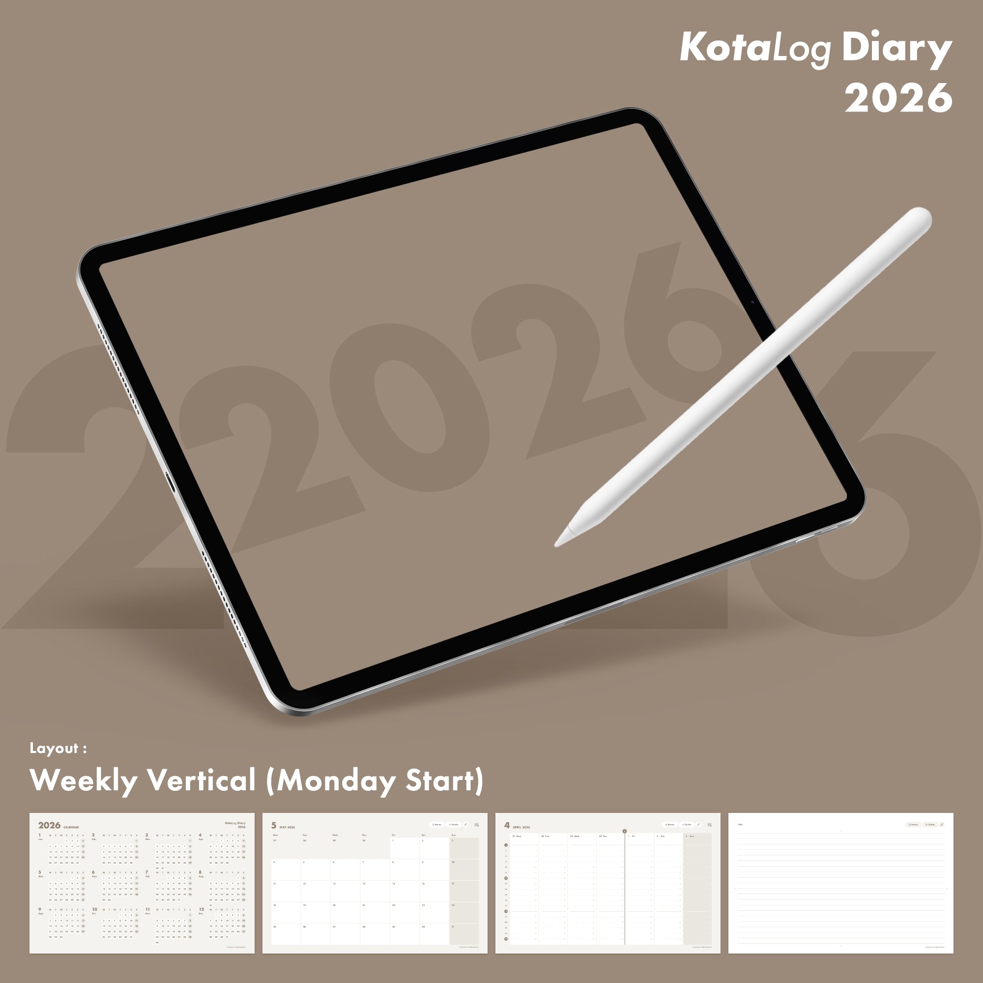 KotaLog Diary 2026 Vert.