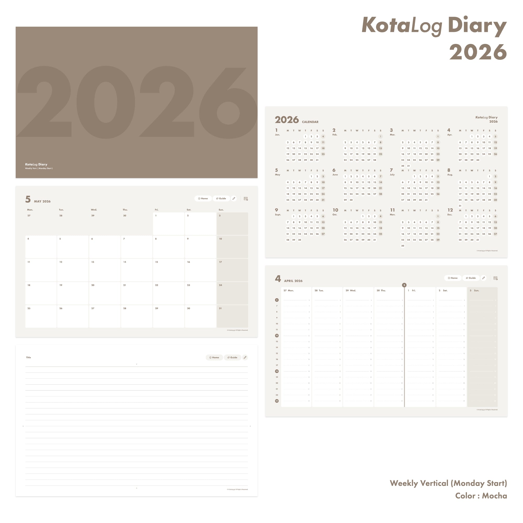 KotaLog Diary 2026 Vert.