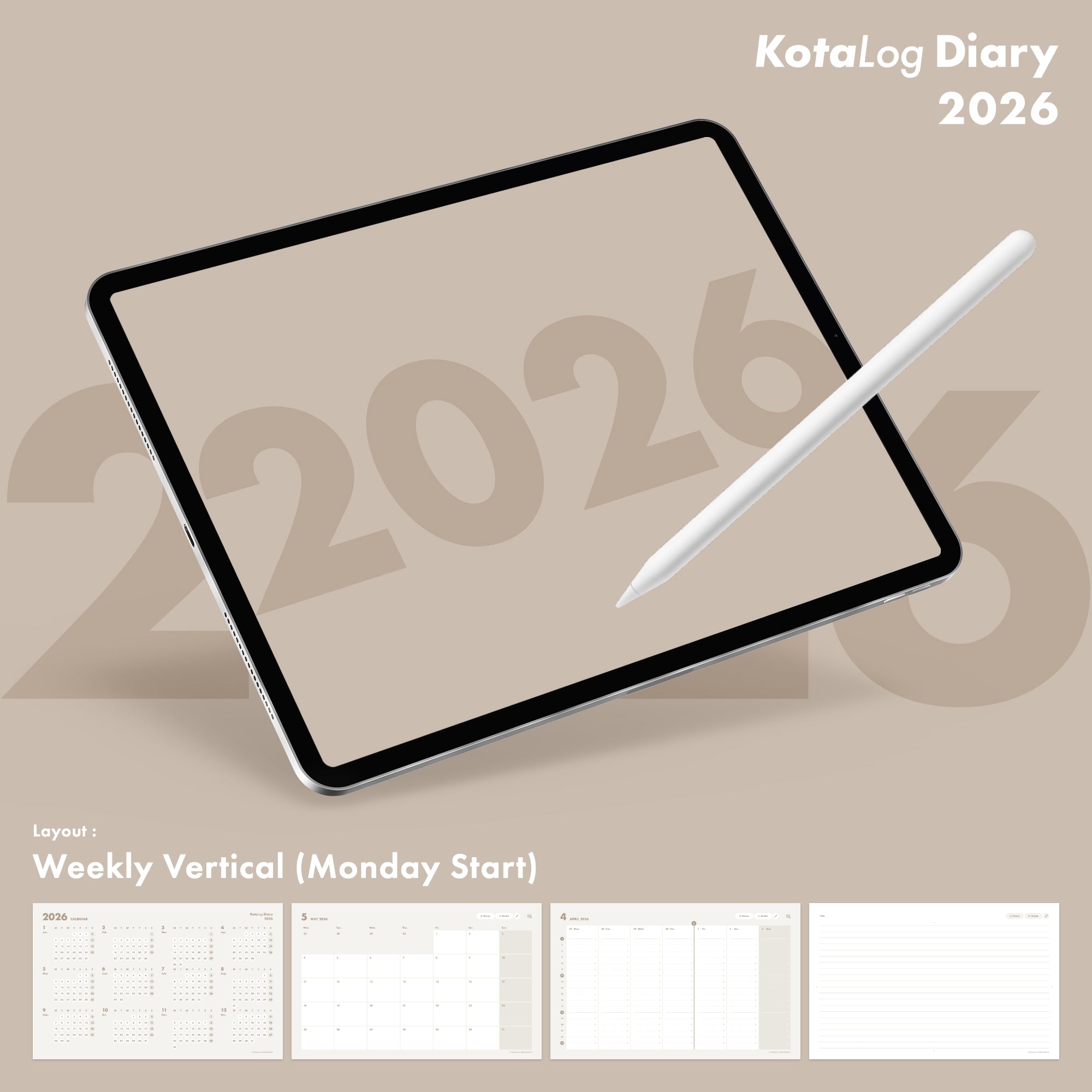KotaLog Diary 2026 Vert.