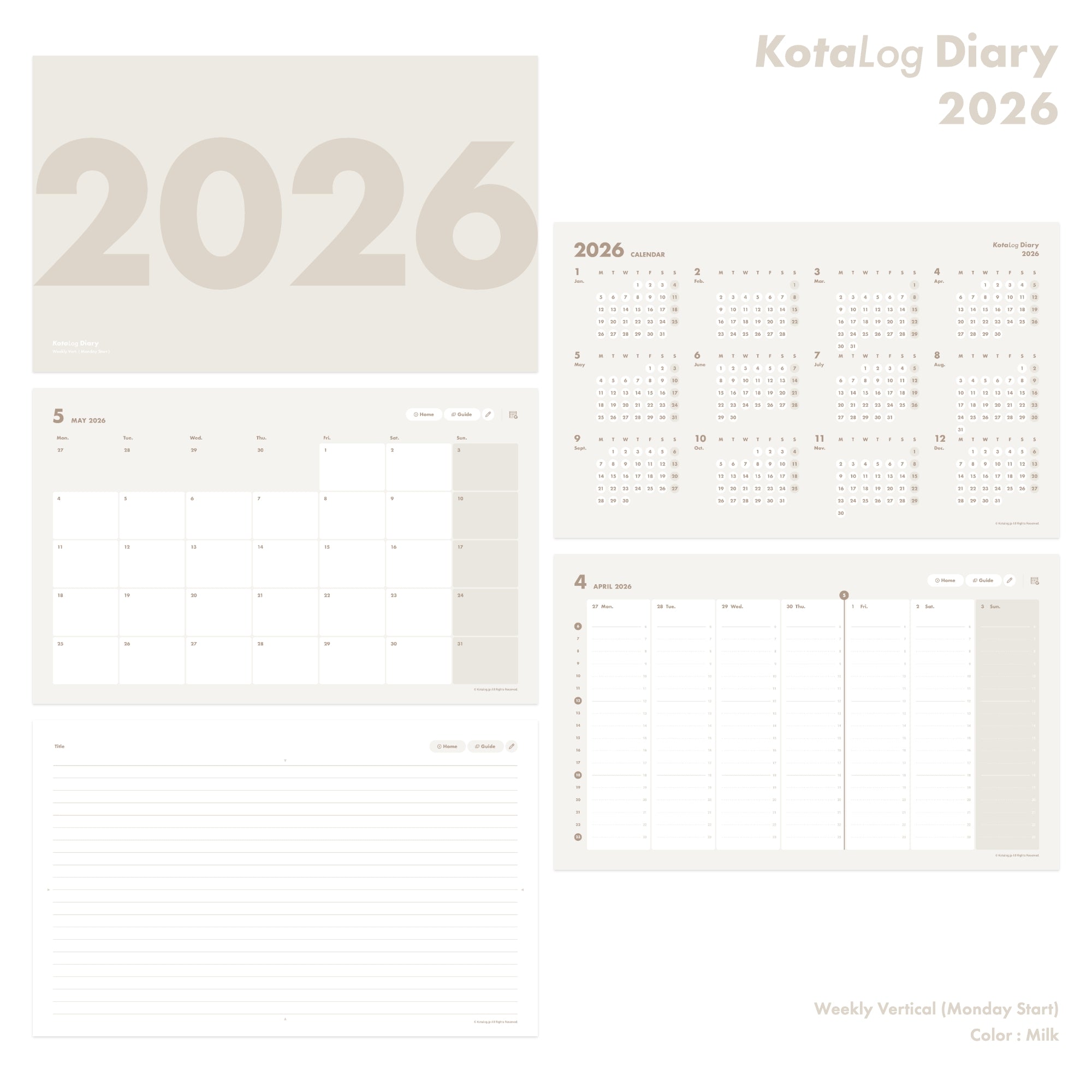 KotaLog Diary 2026 Vert.