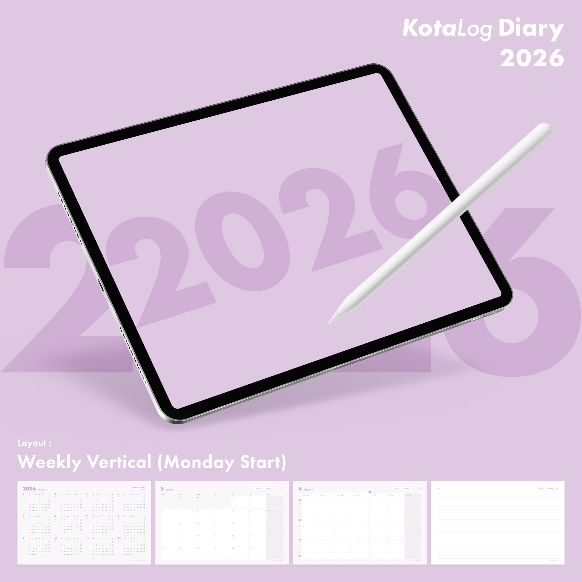 KotaLog Diary 2026 Vert.