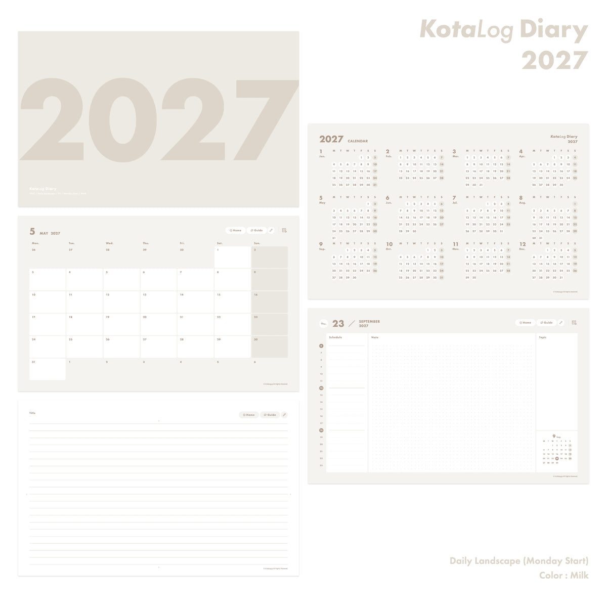 KotaLog Diary 2027 Daily Lan.