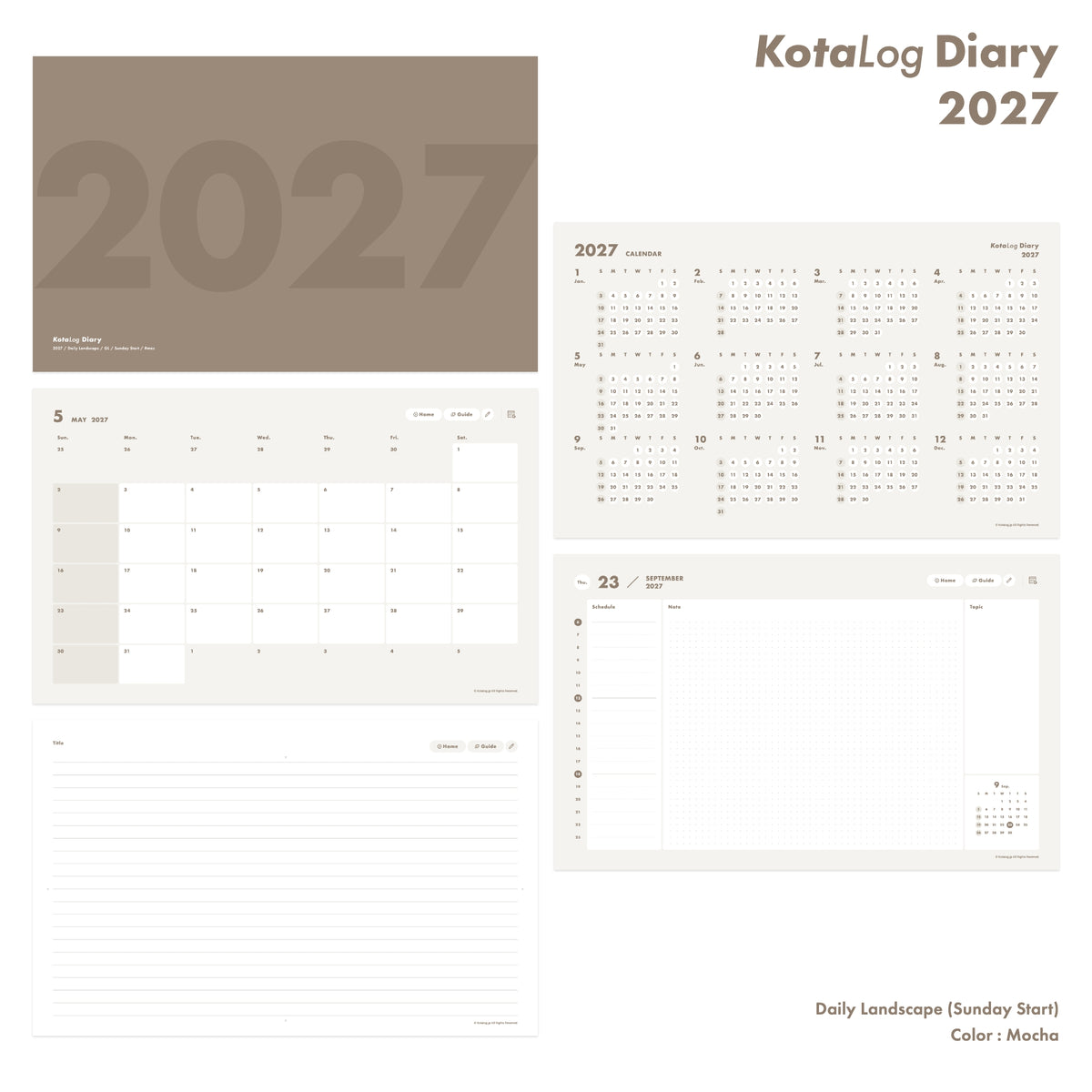 KotaLog Diary 2027 Daily Lan.