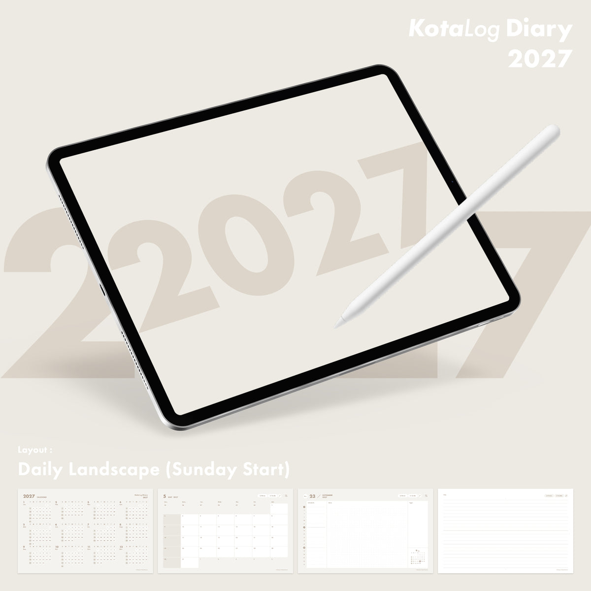 KotaLog Diary 2027 Daily Lan.