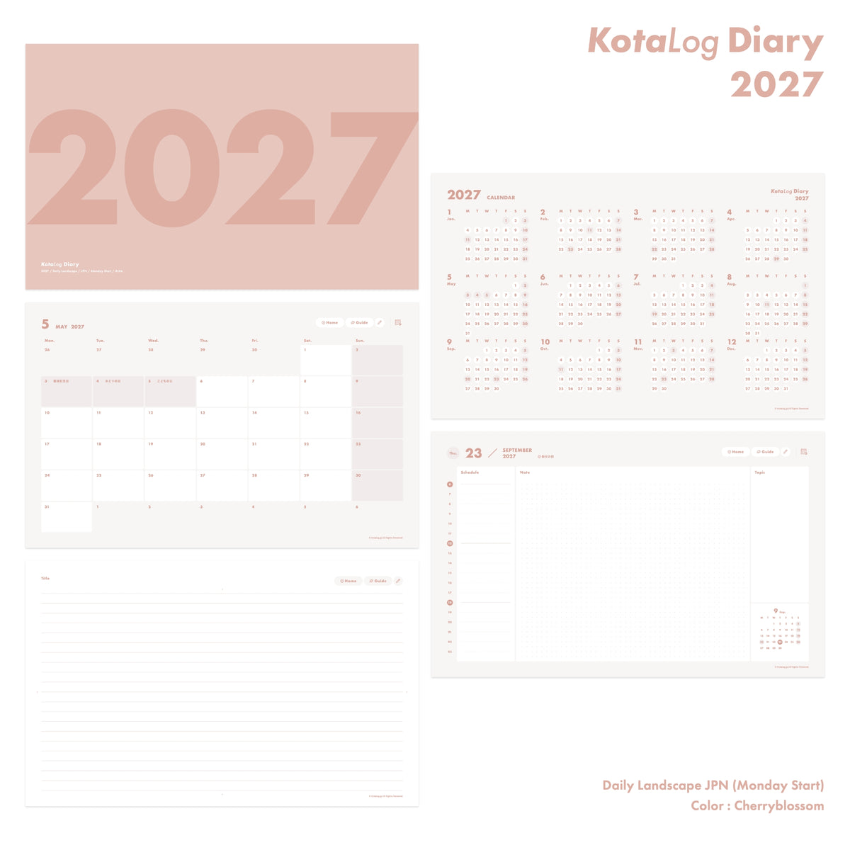 KotaLog Diary 2027 Daily Lan.JPN (日本の祝日)