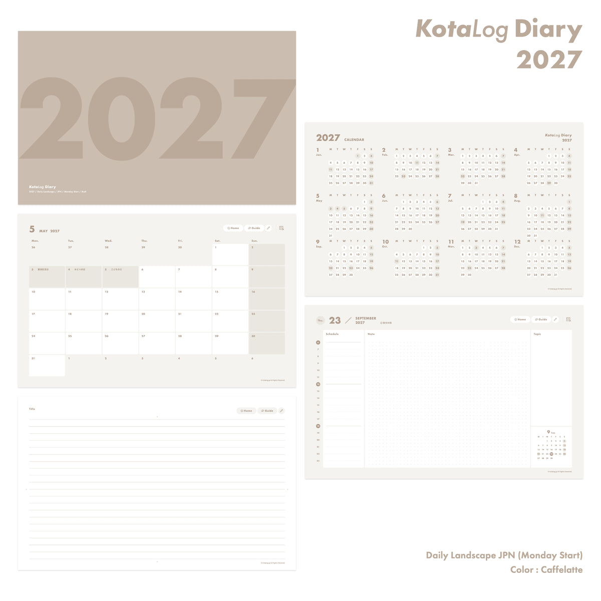 KotaLog Diary 2027 Daily Lan.JPN (日本の祝日)