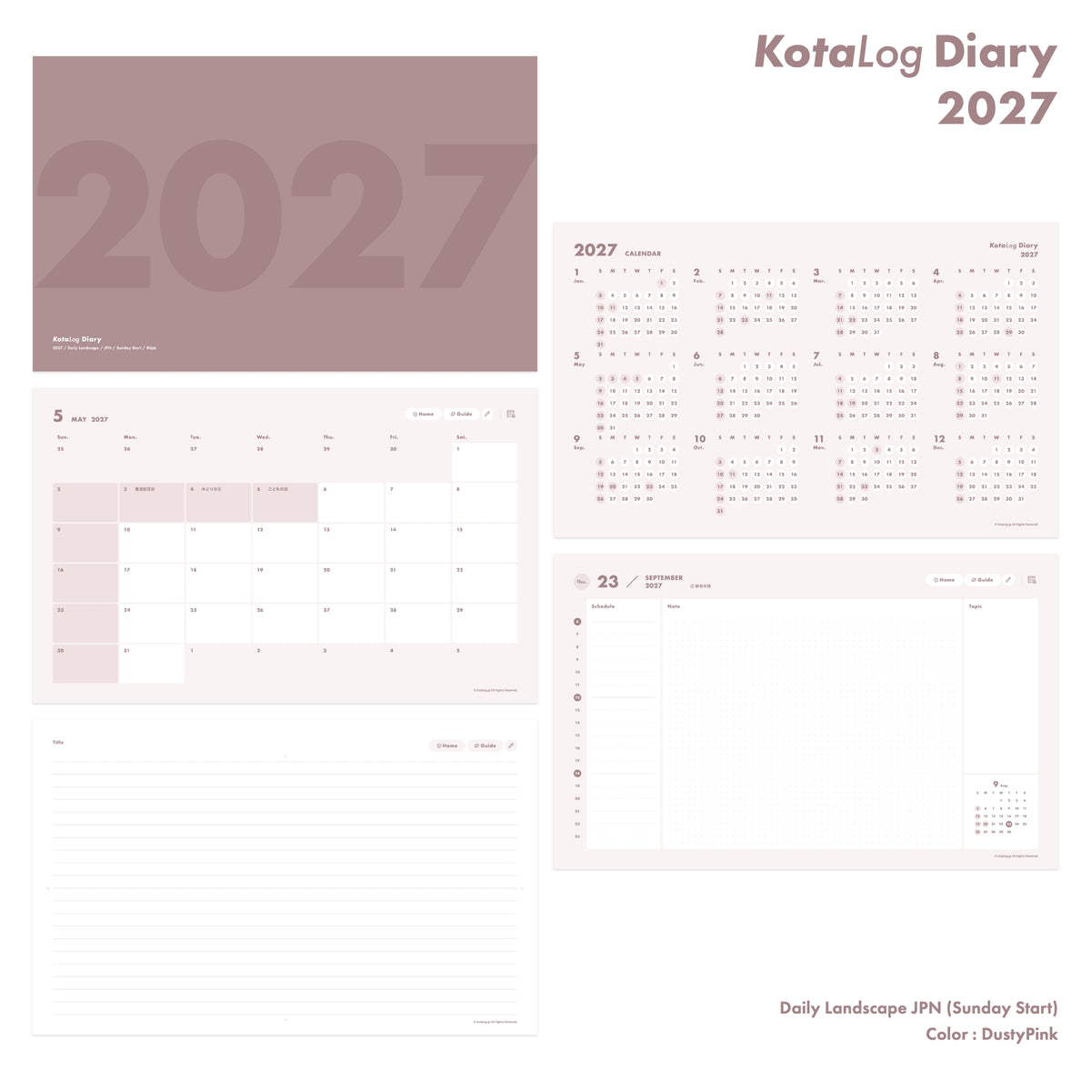 KotaLog Diary 2027 Daily Lan.JPN (日本の祝日)