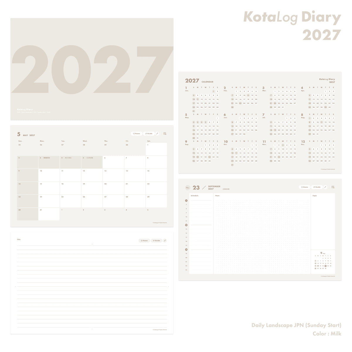 KotaLog Diary 2027 Daily Lan.JPN (日本の祝日)