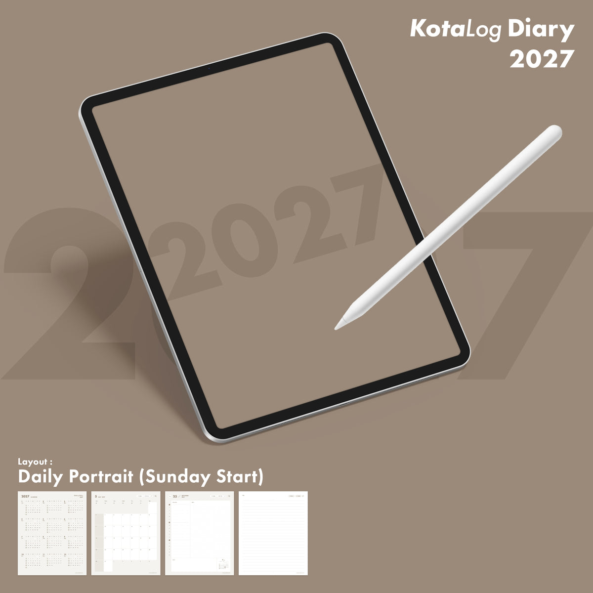 KotaLog Diary 2027 Daily Por.