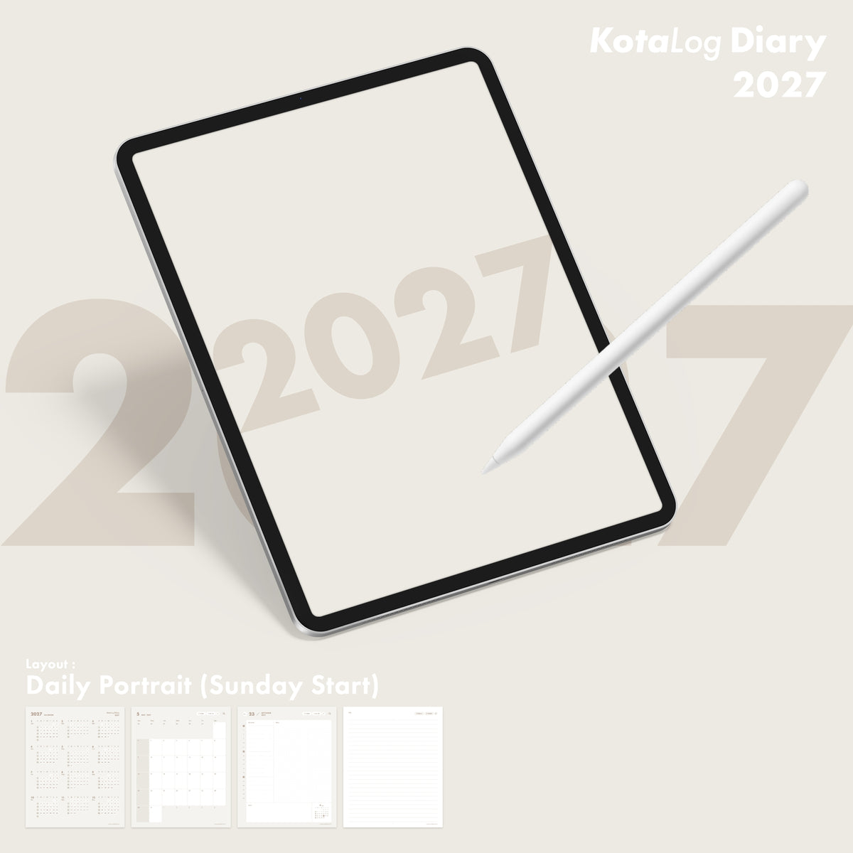 KotaLog Diary 2027 Daily Por.