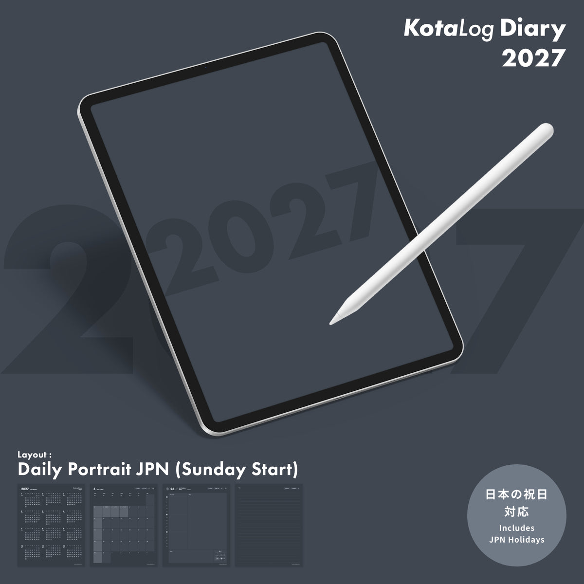 KotaLog Diary 2027 Daily Por.JPN (日本の祝日)