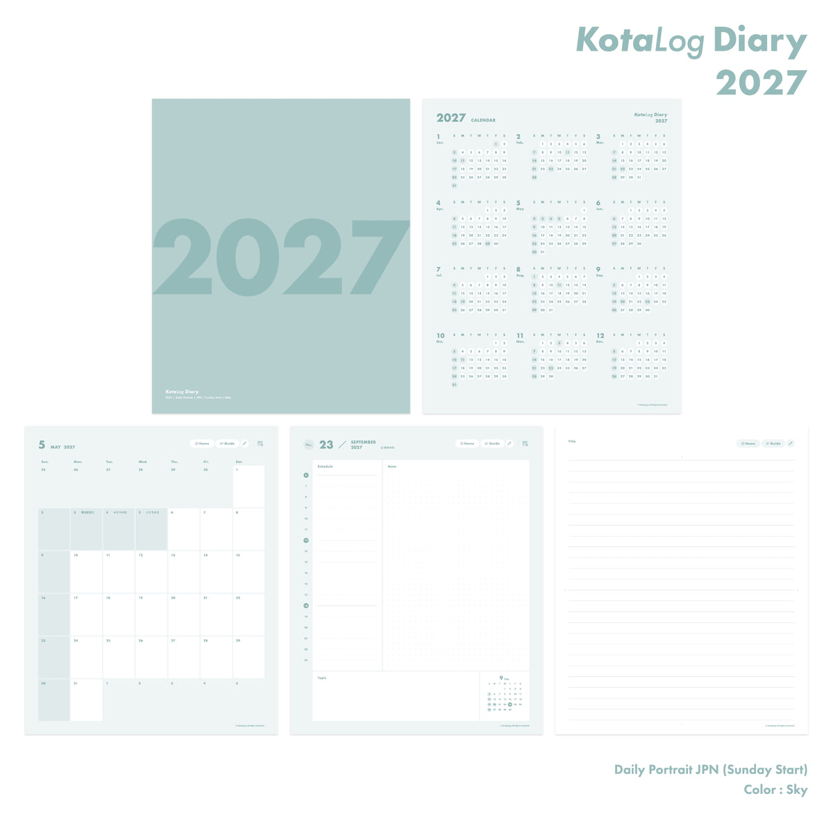KotaLog Diary 2027 Daily Por.JPN (日本の祝日)
