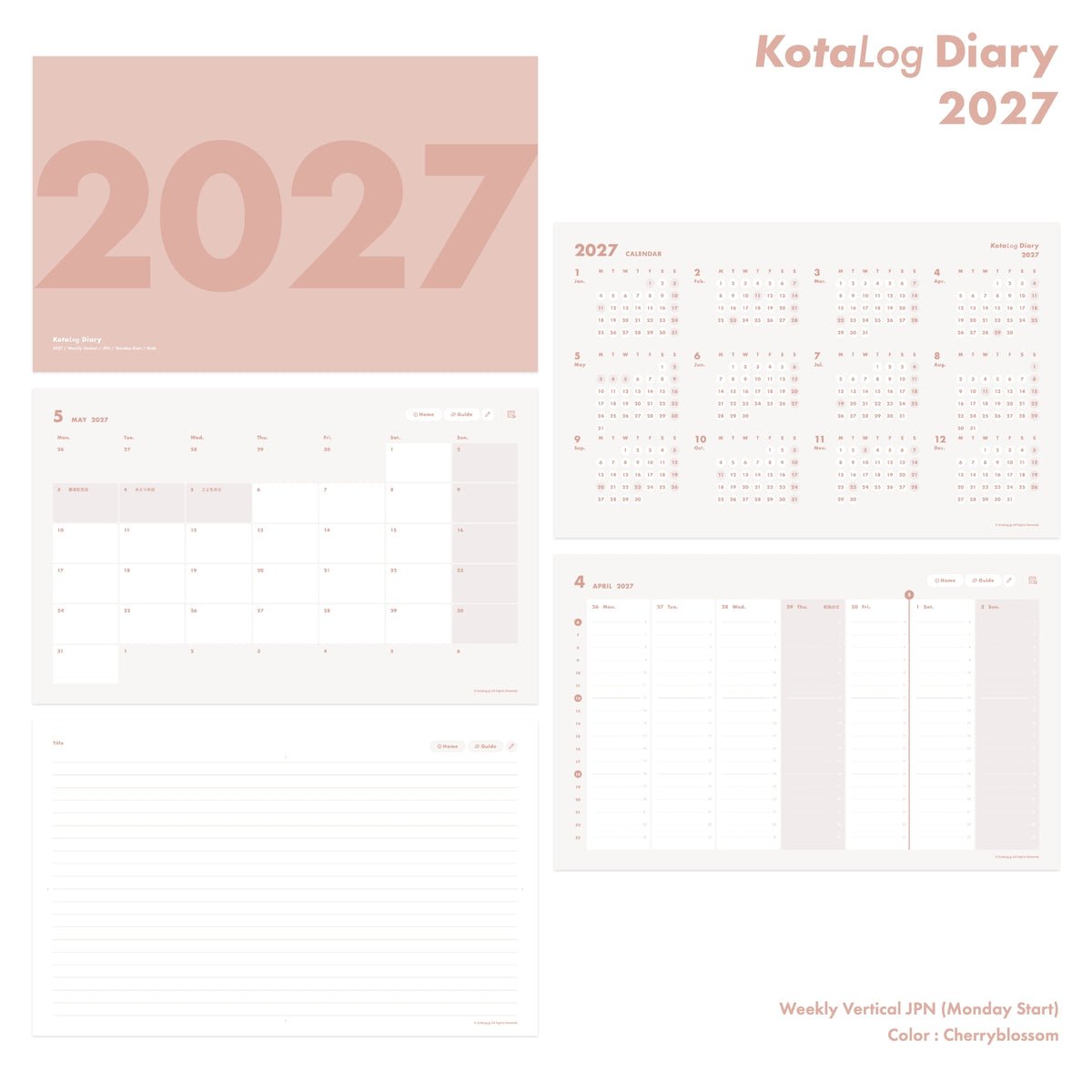 KotaLog Diary 2027 Vert.JPN (日本の祝日)