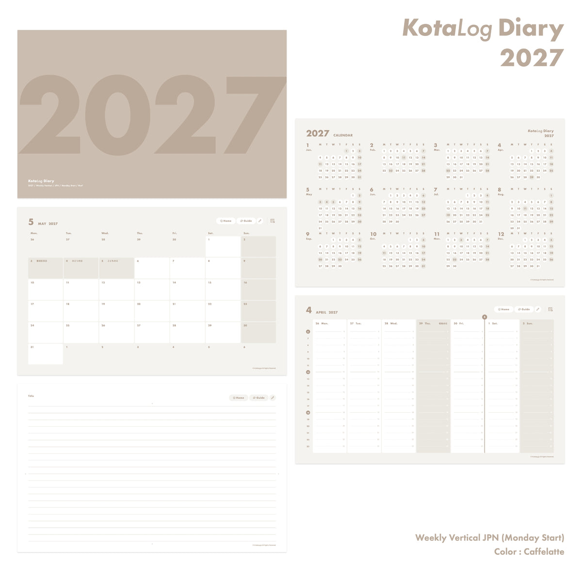 KotaLog Diary 2027 Vert.JPN (日本の祝日)