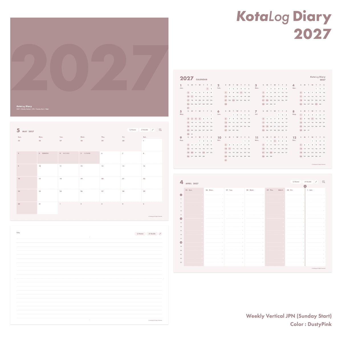 KotaLog Diary 2027 Vert.JPN (日本の祝日)