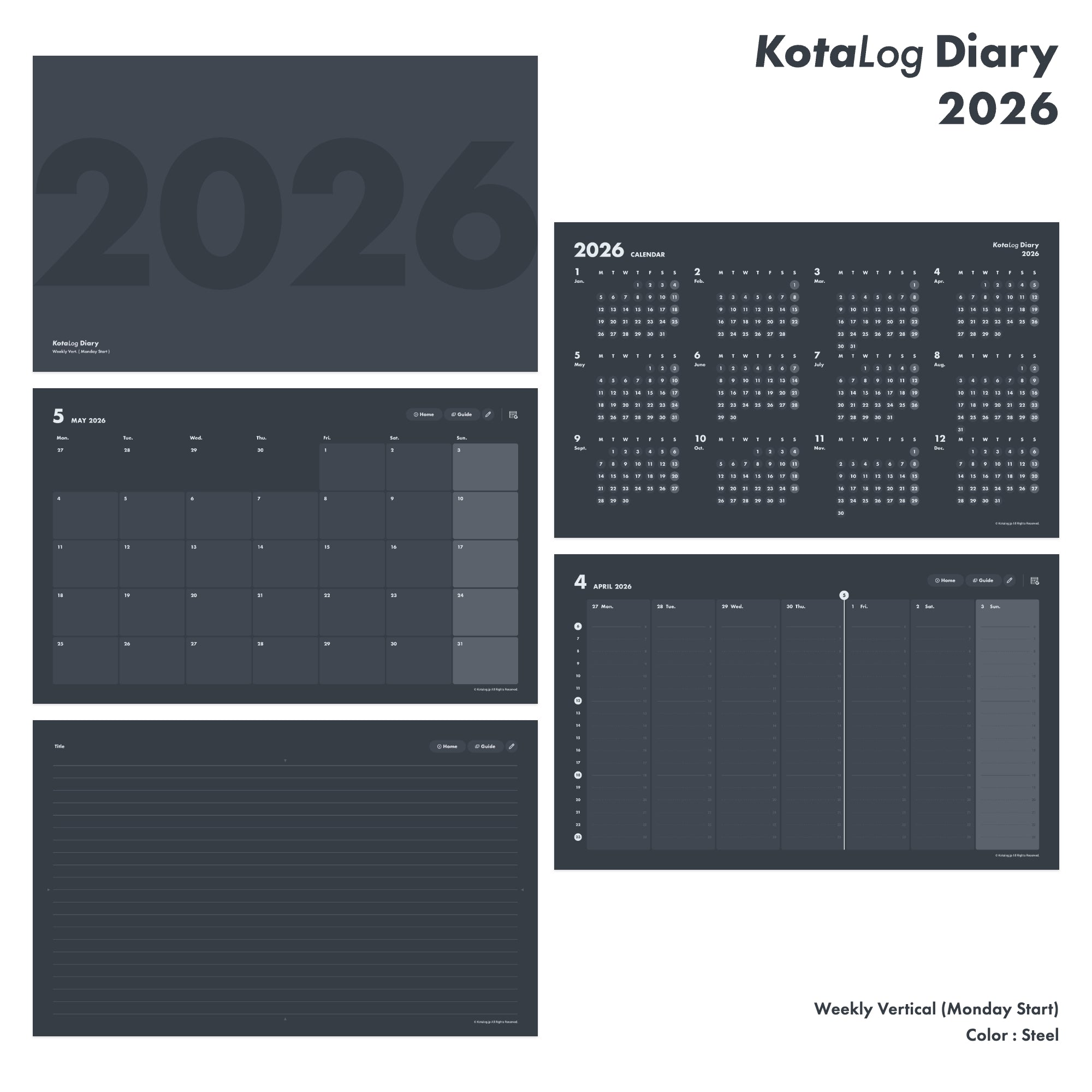 KotaLog Diary 2026 Vert.