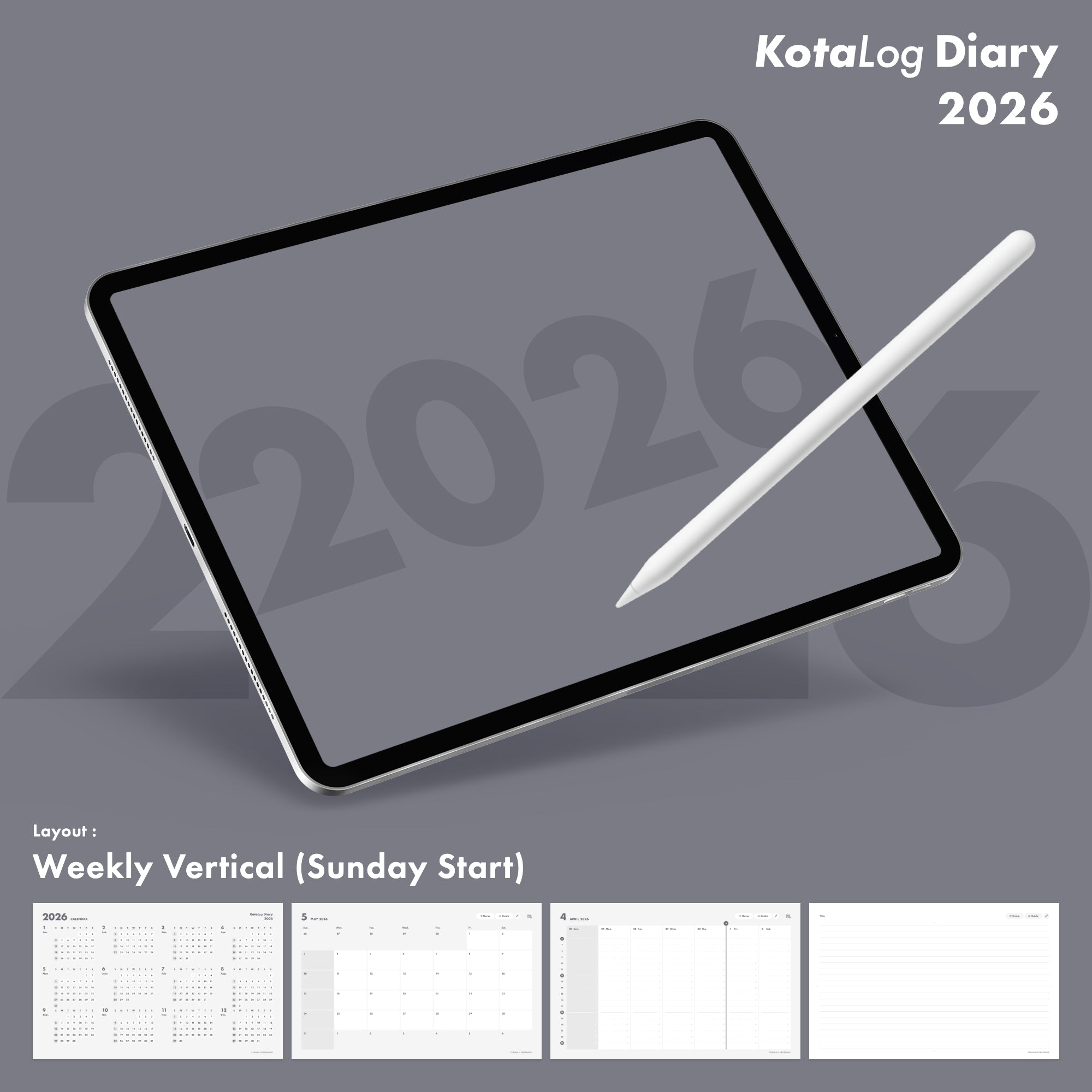 KotaLog Diary 2026 Vert.