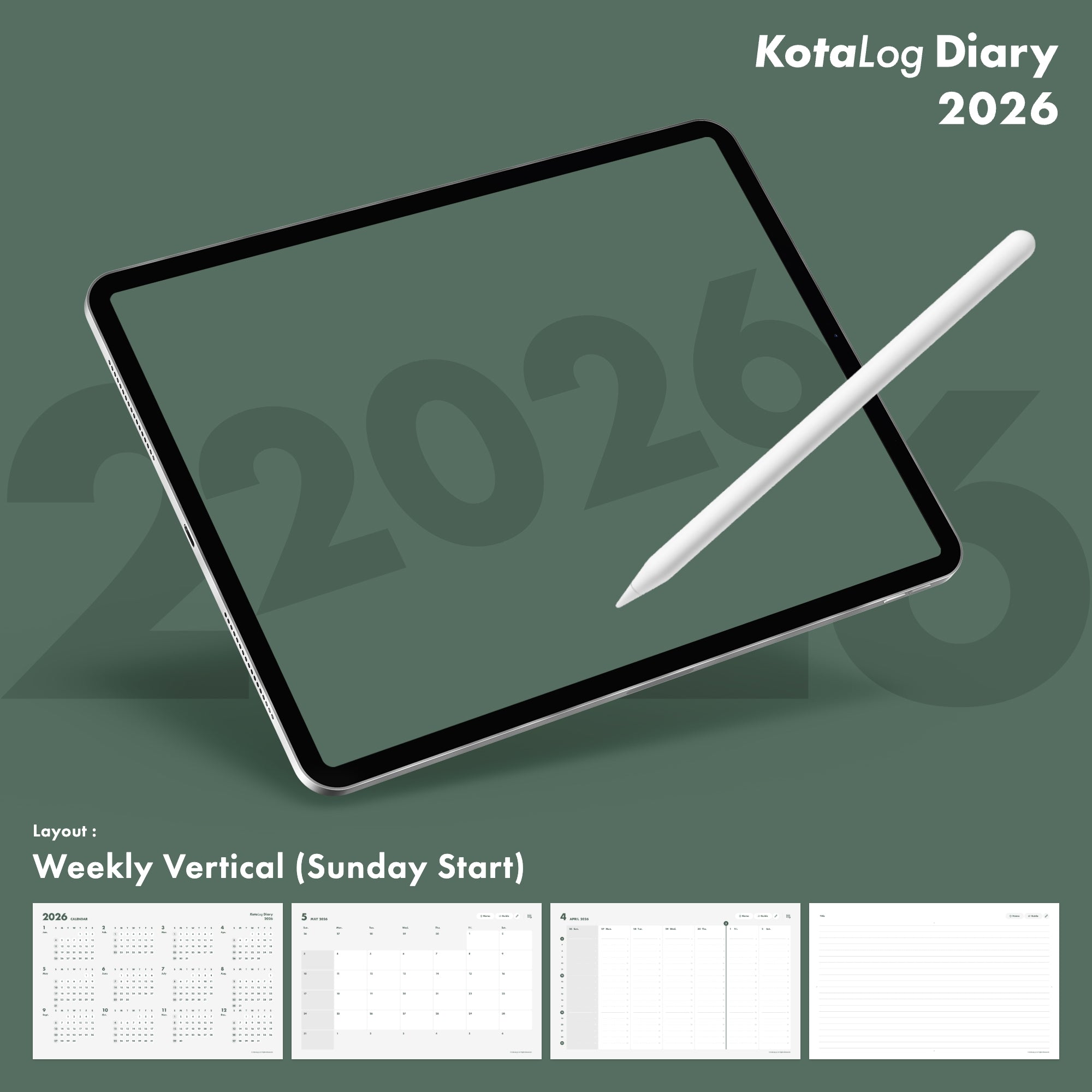 KotaLog Diary 2026 Vert.