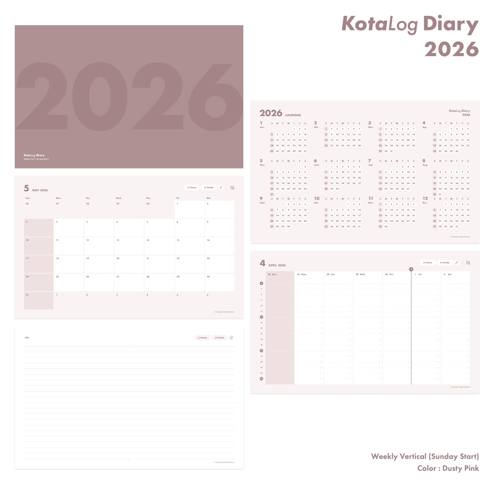 KotaLog Diary 2026 Vert.