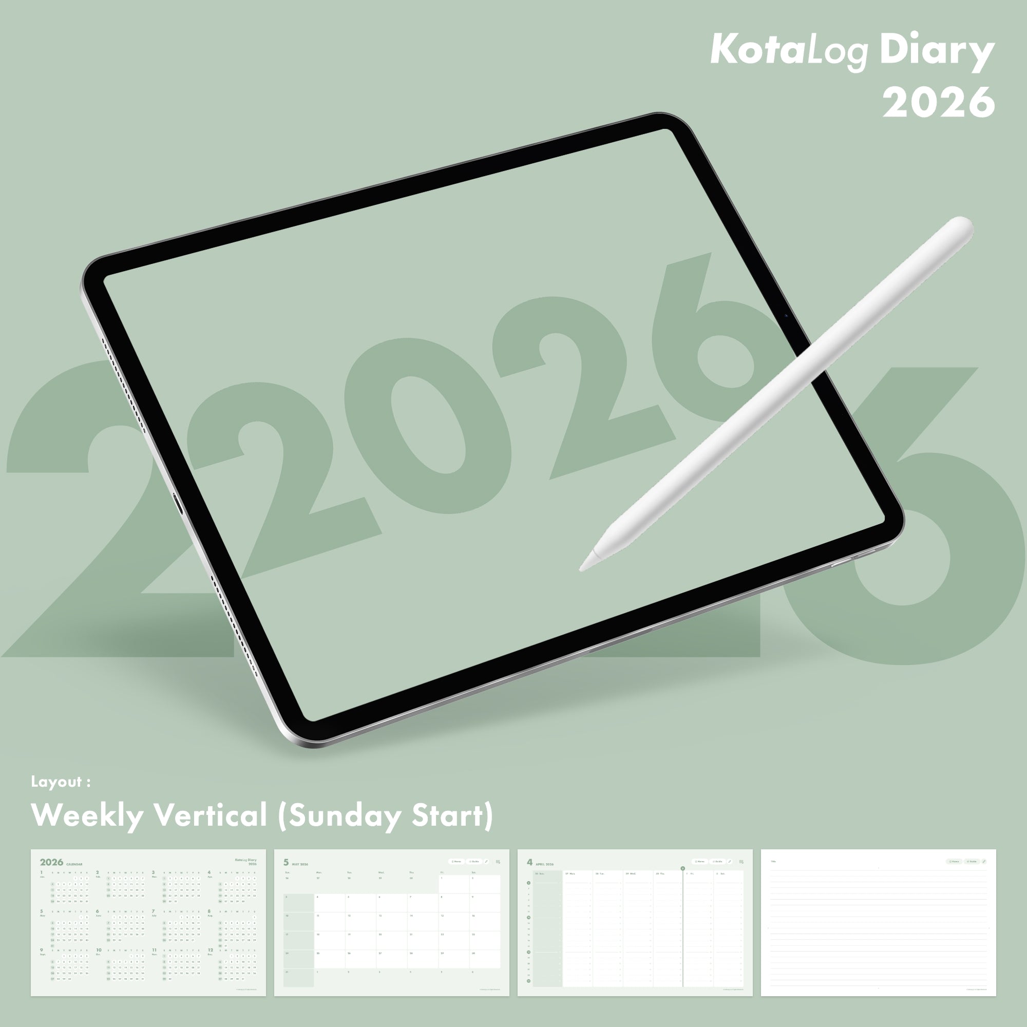 KotaLog Diary 2026 Vert.