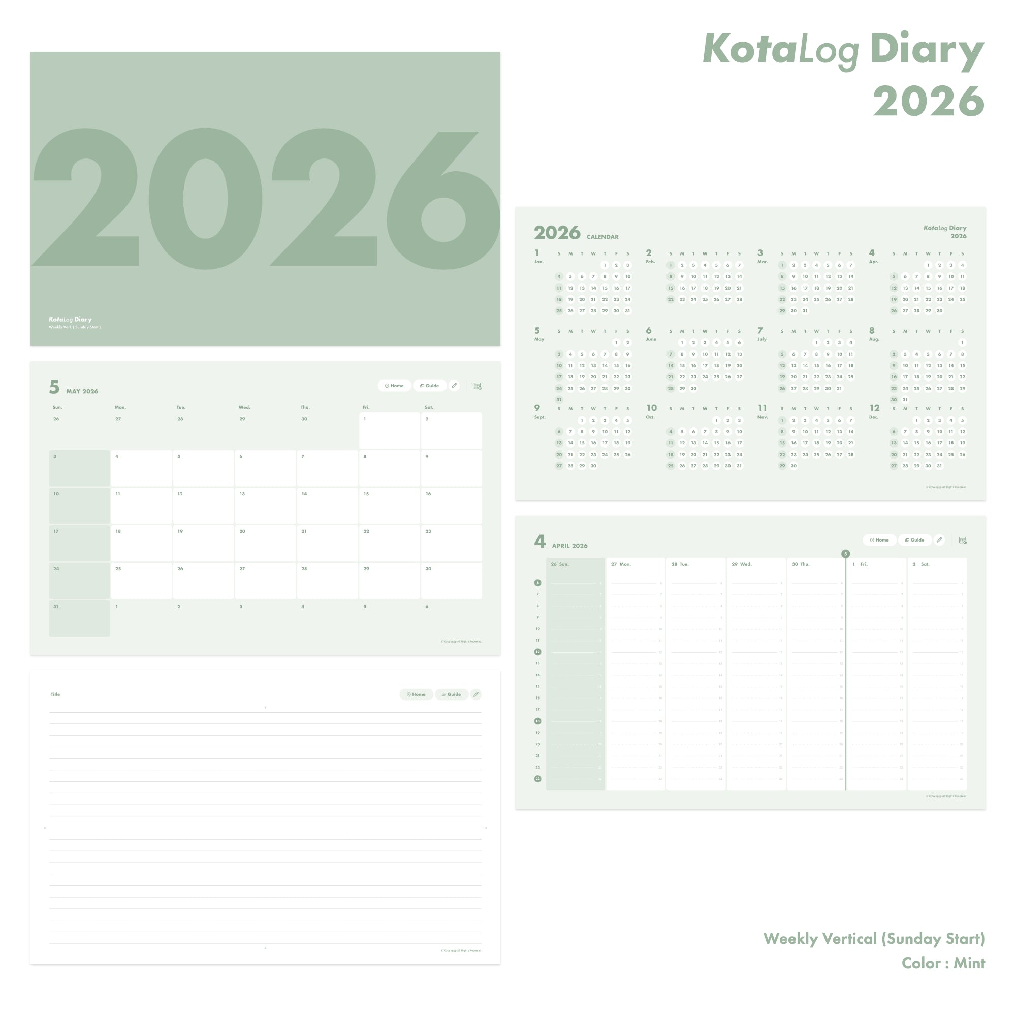 KotaLog Diary 2026 Vert.